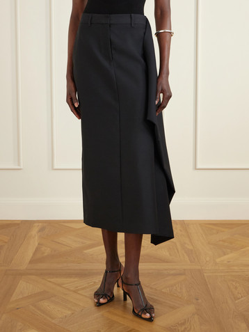 HEIRLOME Augusta wool and silk-blend faille midi skirt