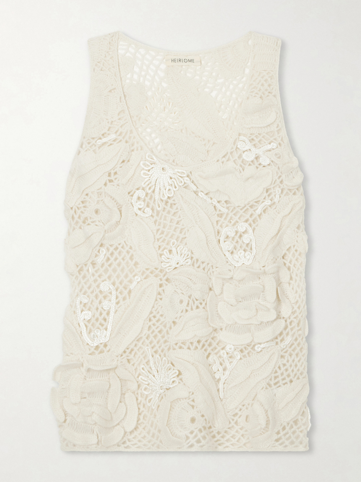 Heirlome Embroidered Cashmere And Silk-blend Tank Top In Sand