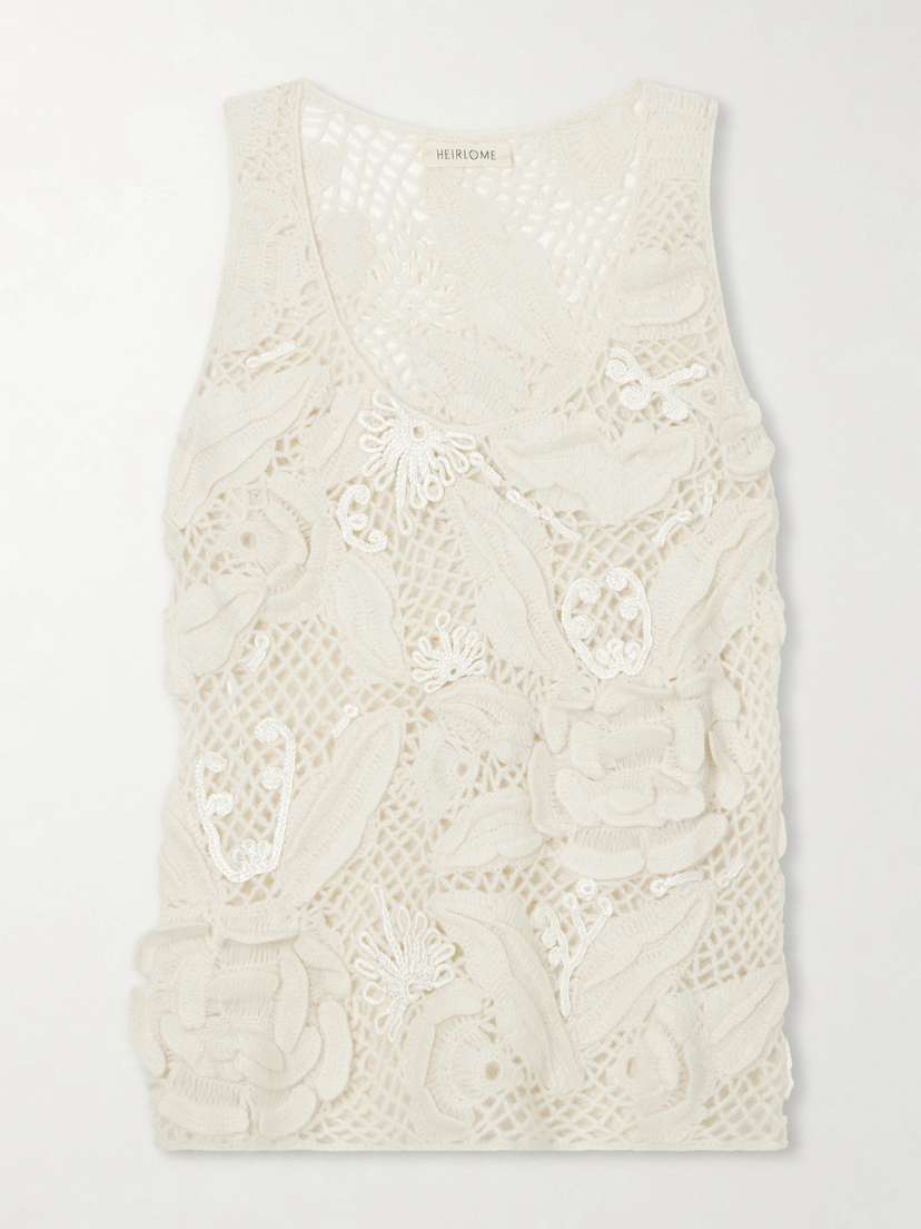 Heirlome Embroidered Cashmere And Silk-blend Tank Top