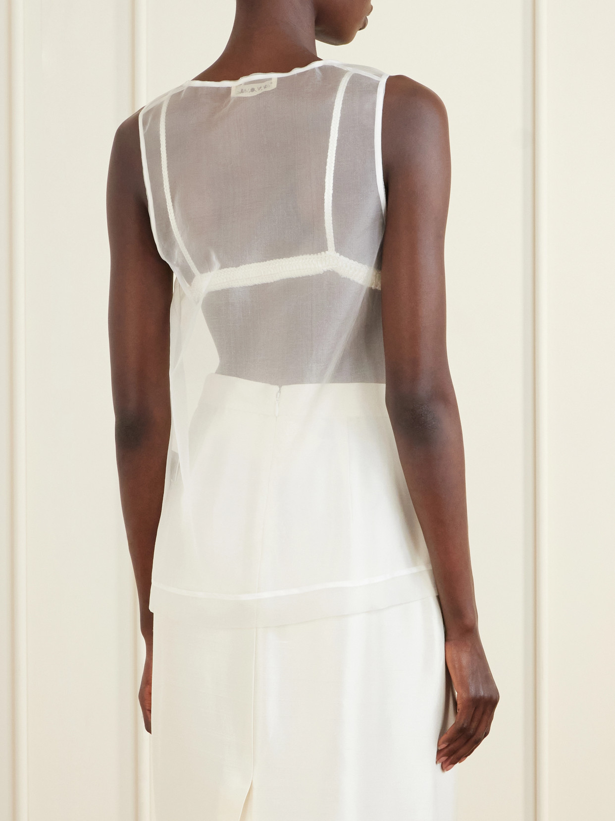 Elaine Silk-Organza Tank Top