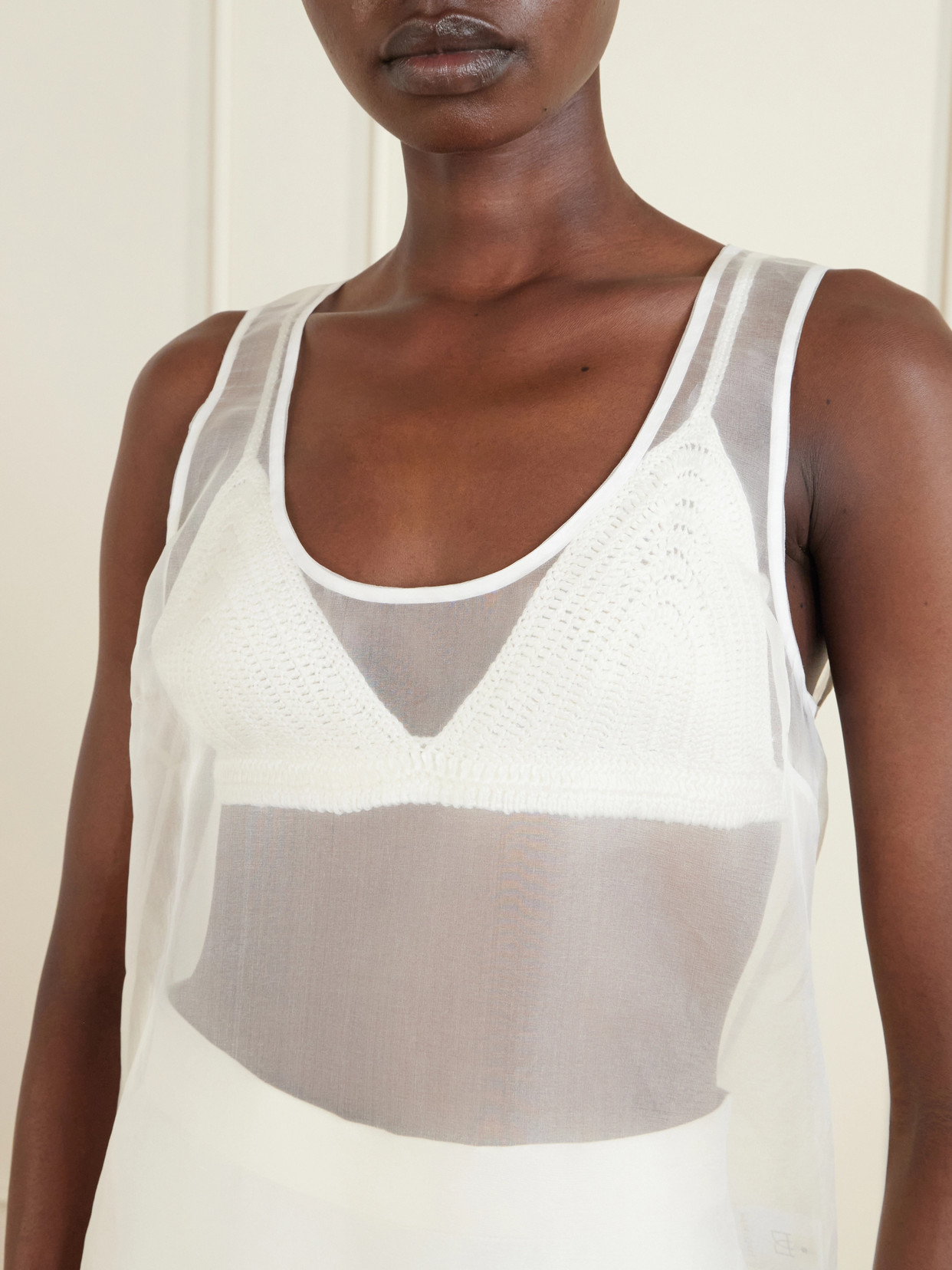 Elaine Silk-Organza Tank Top
