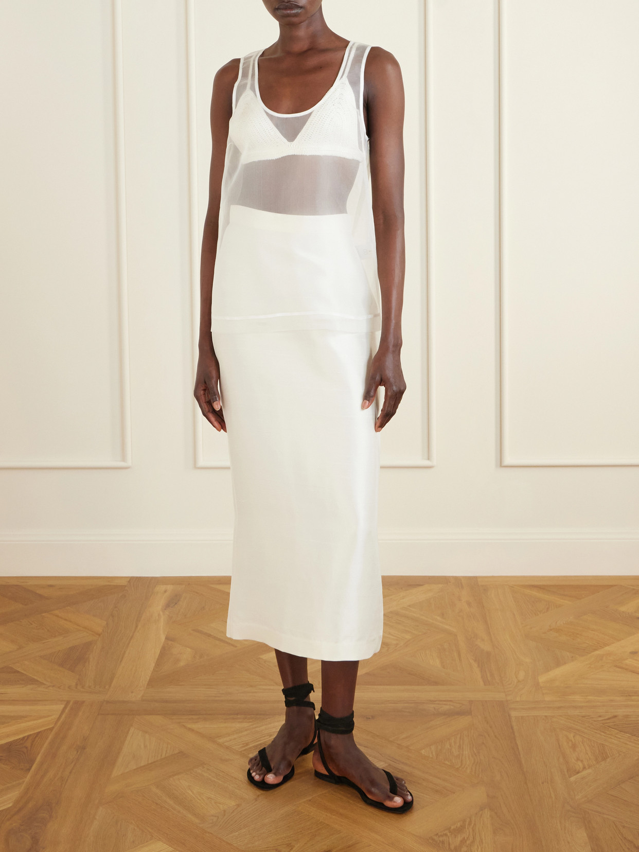 Elaine Silk-Organza Tank Top
