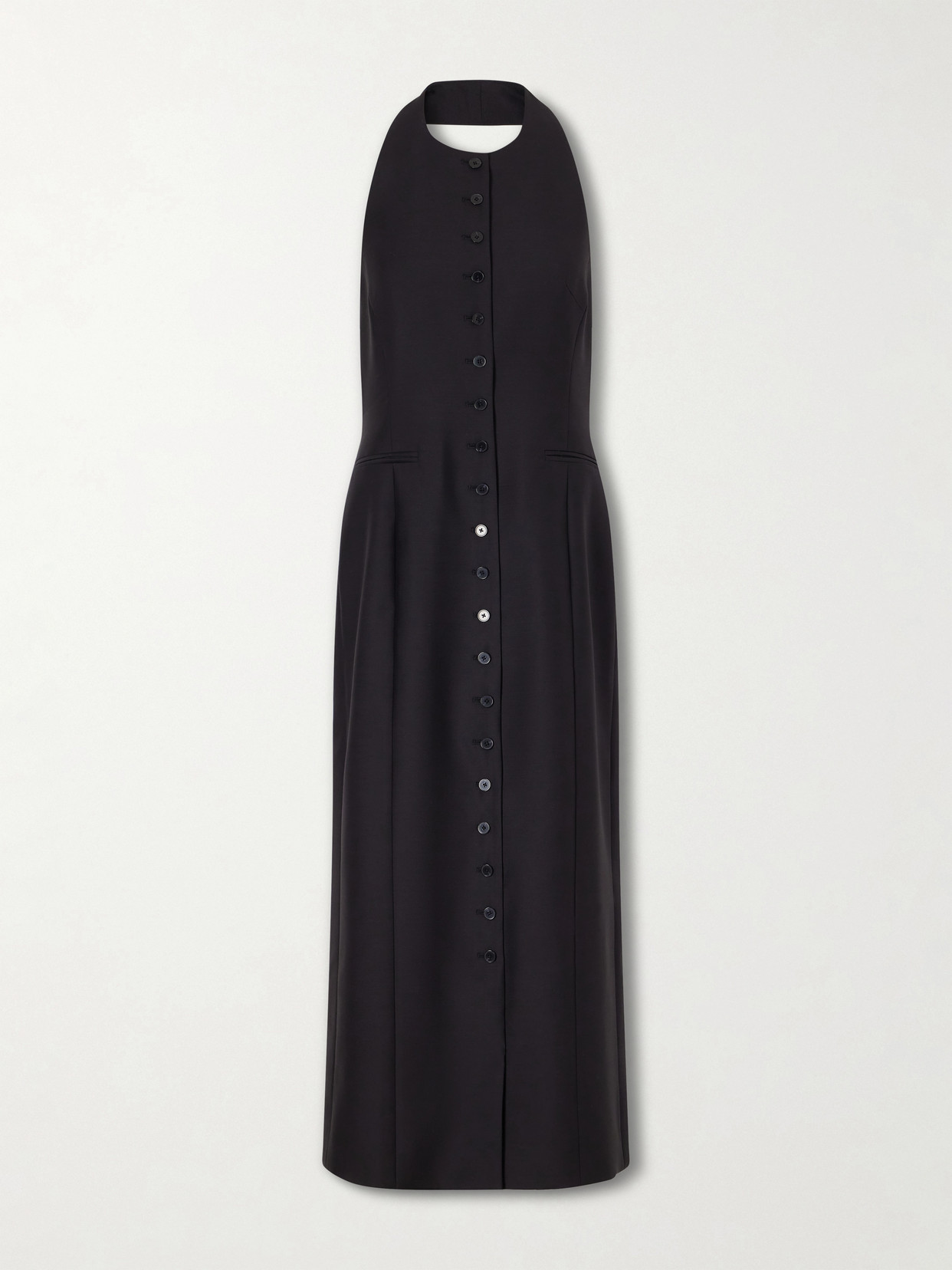 Heirlome Sarah Halter-neck Wool And Silk-blend Midi Dress In Black