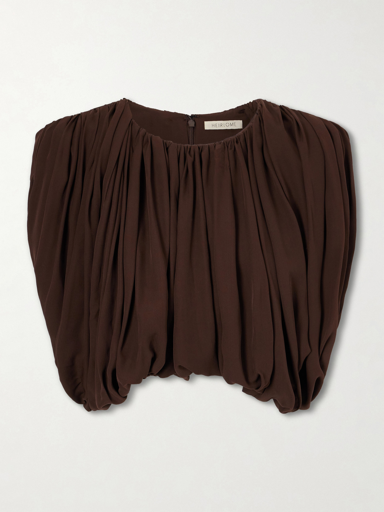 Heirlome Renata Silk Cropped Top In Brown