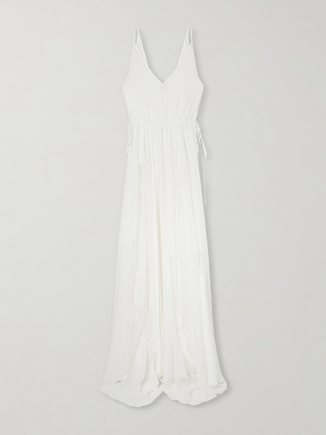 Heirlome Josephine Lace-trimmed Silk-georgette Maxi Dress In White