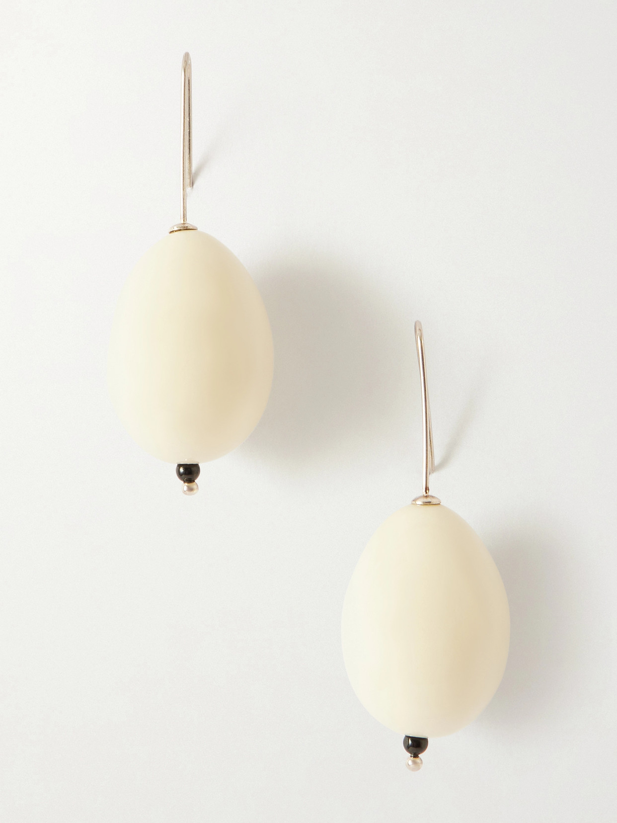Gohar World Host Egg Porcelain, Crystal-quartz And Sterling Silver Earrings In Brown