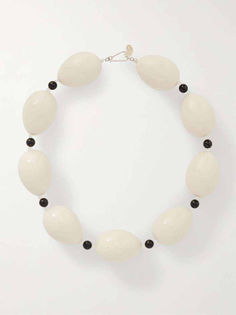 Gohar World Host Egg Silver, Porcelain And Quartz Necklace