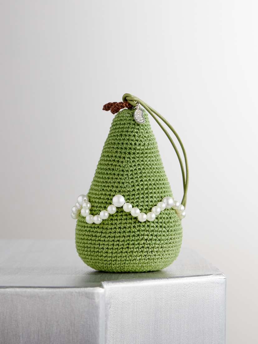 Gohar World Pear Faux Pearl-embellished Crocheted Cotton Ornament
