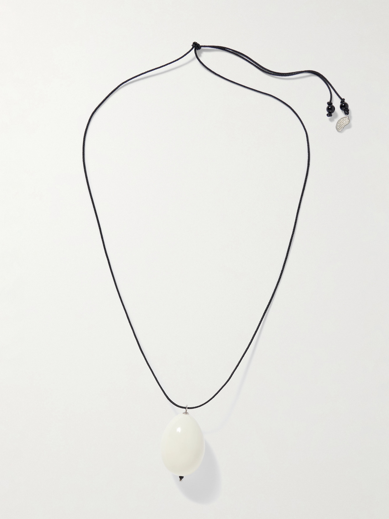Gohar World Host Porcelain, Silver And Cord Necklace In White