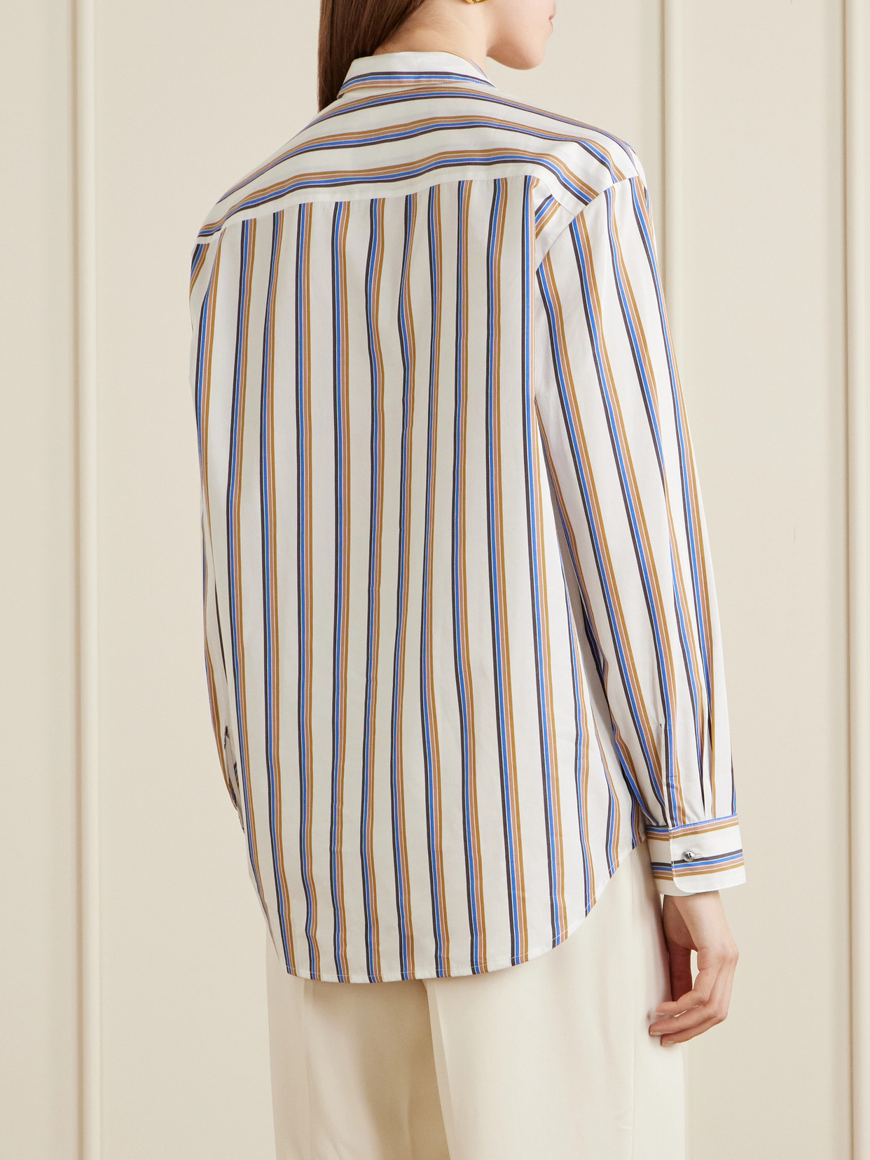Leset Yoshi Stripe Classic Oversized Button Down In White