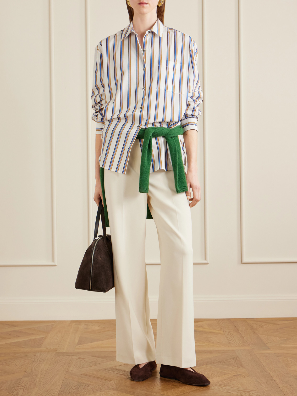 Leset Yoshi Stripe Classic Oversized Button Down In White