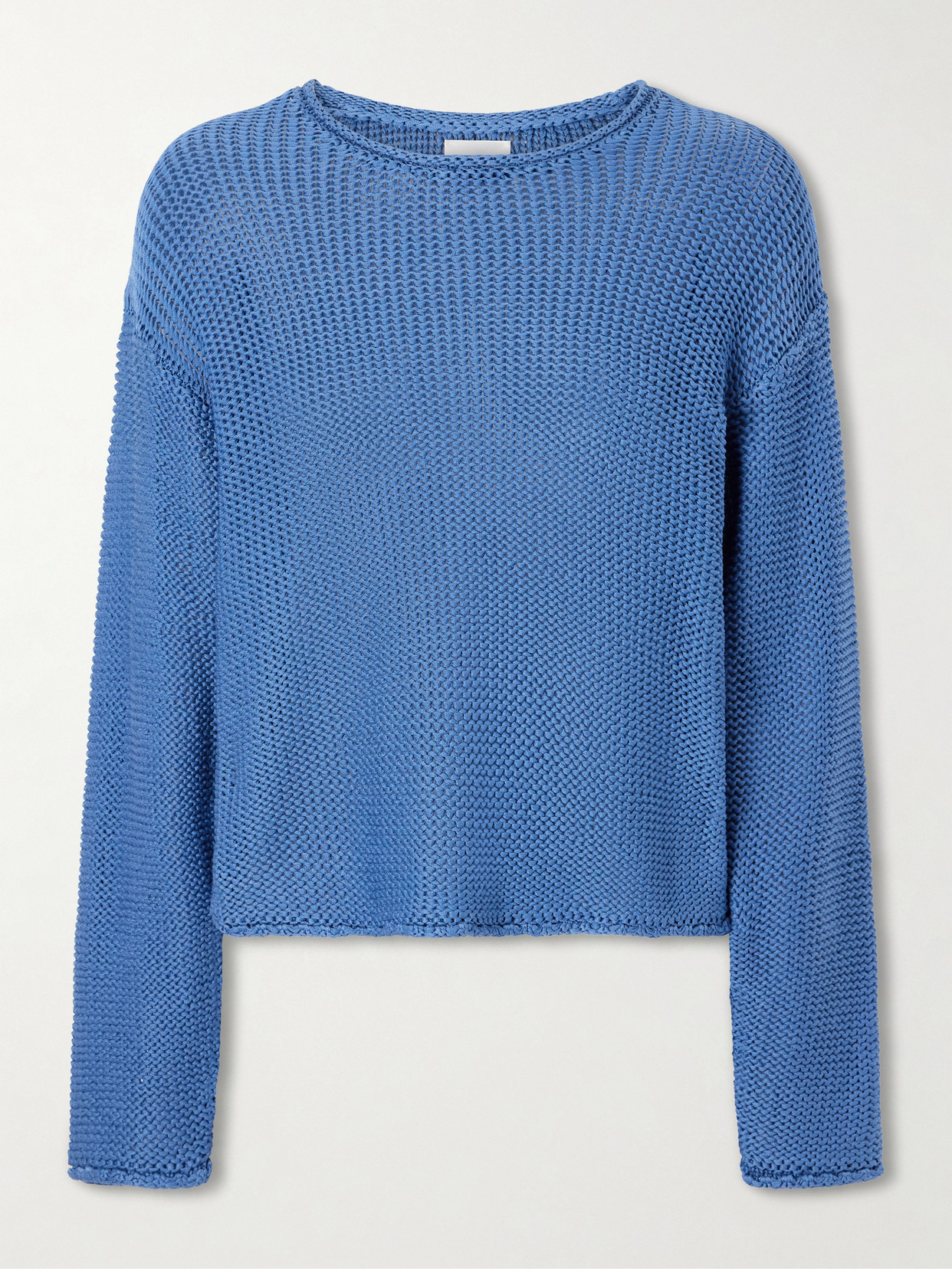 Leset Ben Open-knit Cotton Sweater In Blue