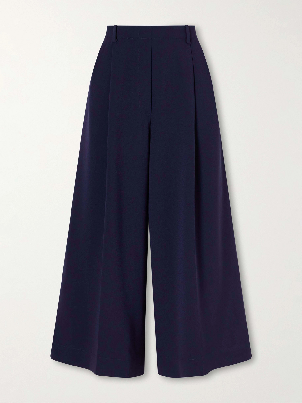 Leset Arielle Pleated Cropped Cady Wide-leg Pants In Blue