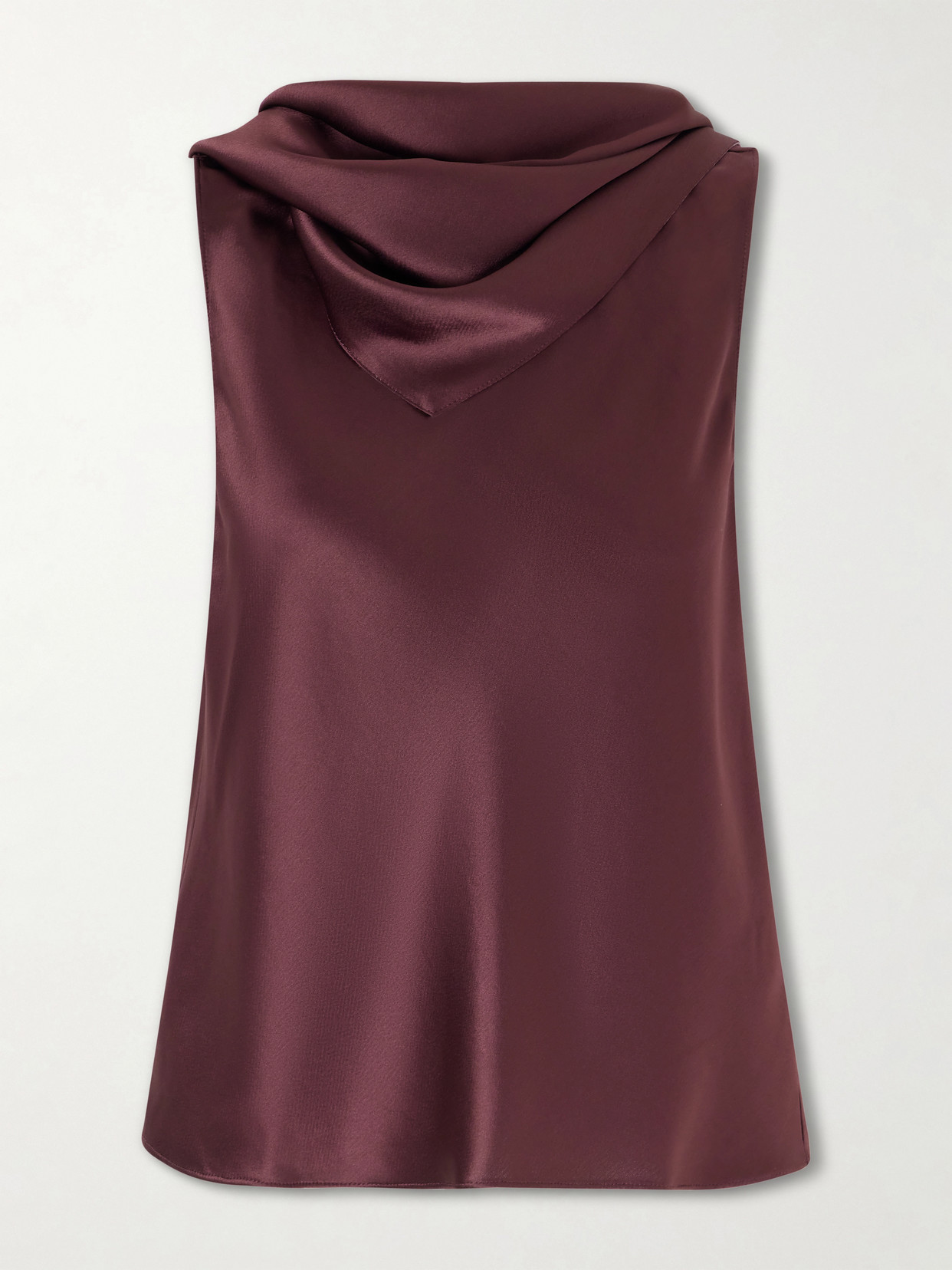 Leset Barb Draped Satin Blouse In Purple