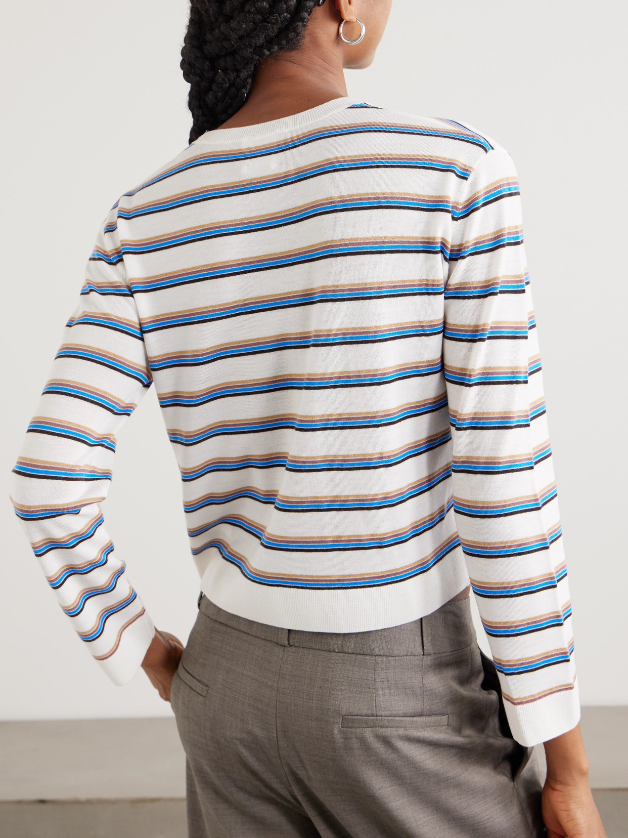 Leset James Stripe Merino Wool Crewneck Sweater In Multi
