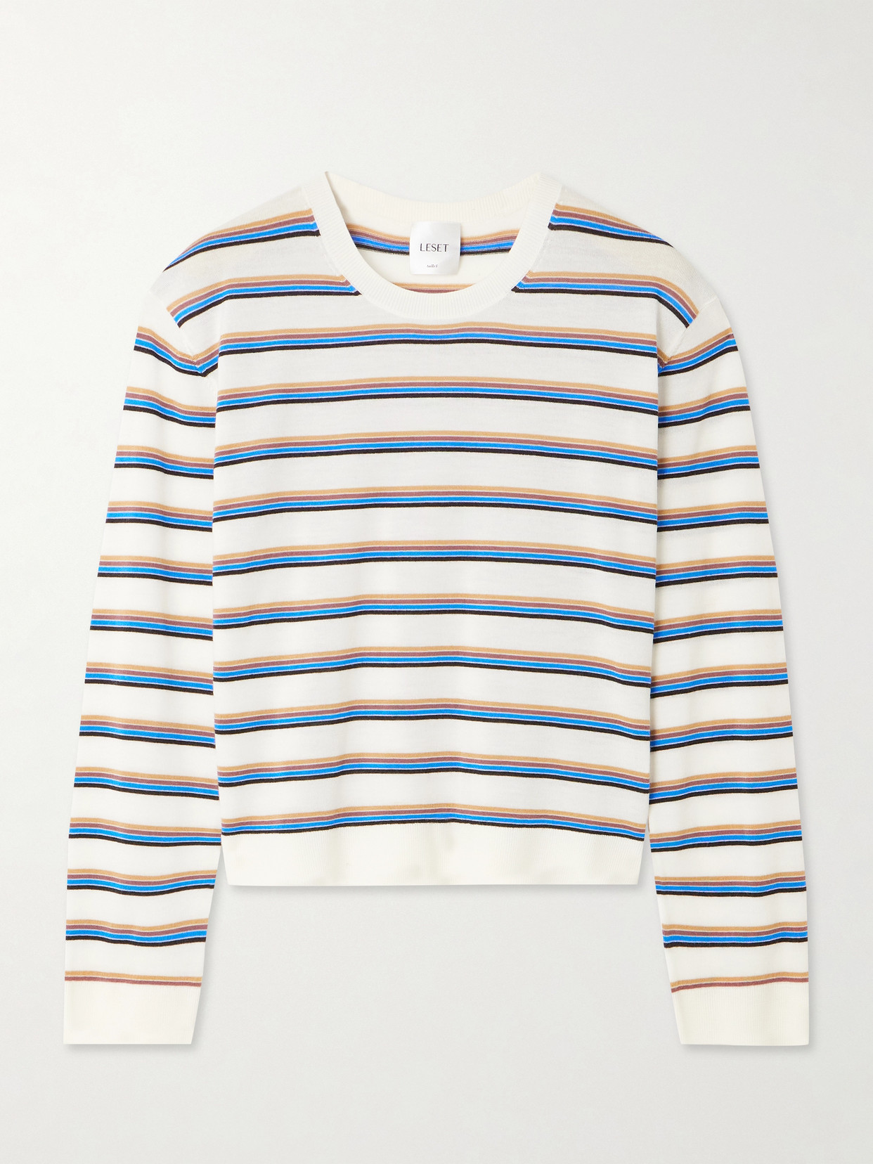 Leset James Stripe Merino Wool Crewneck Sweater In Multi
