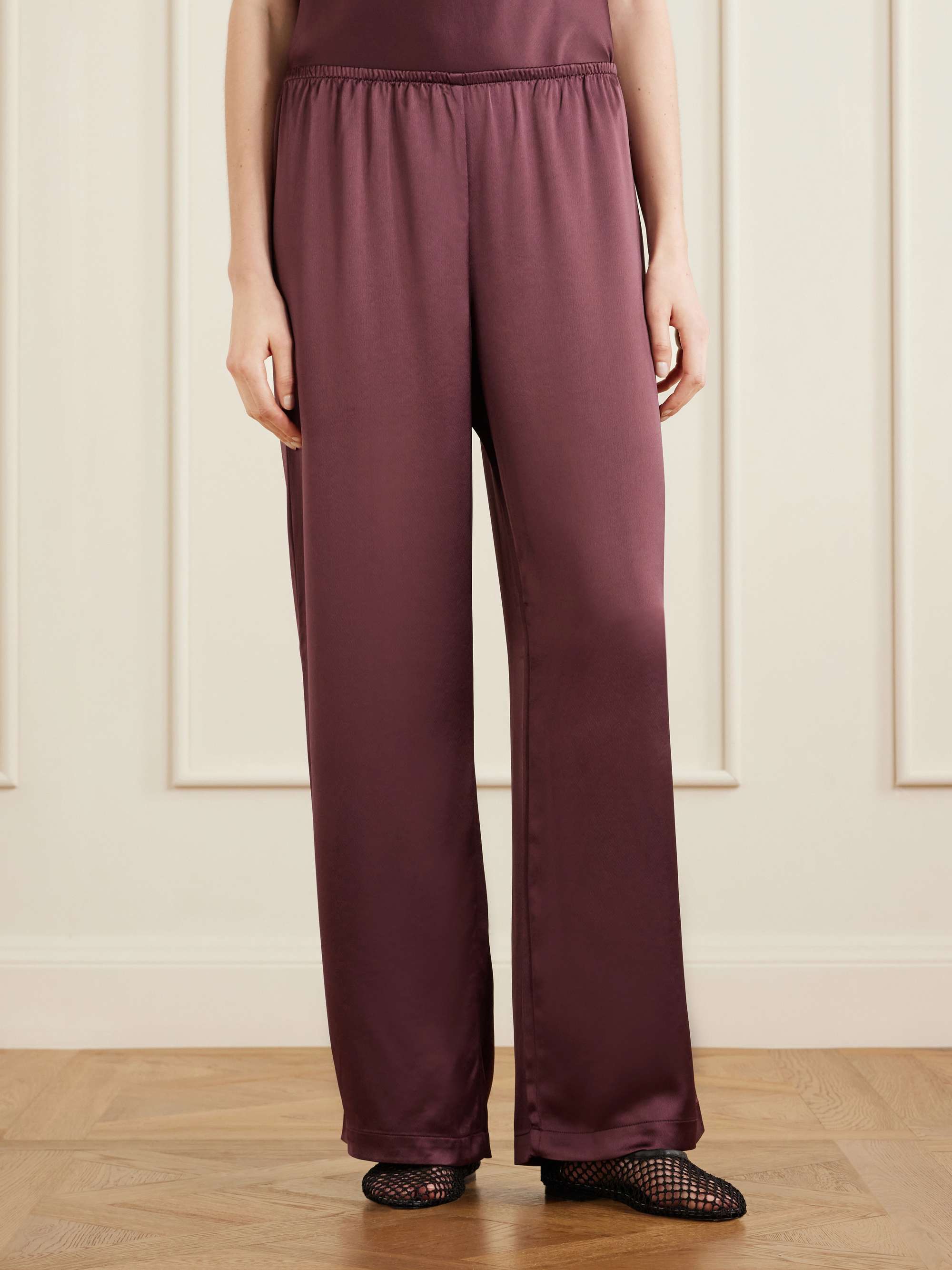 LESET Barb satin wide-leg pants