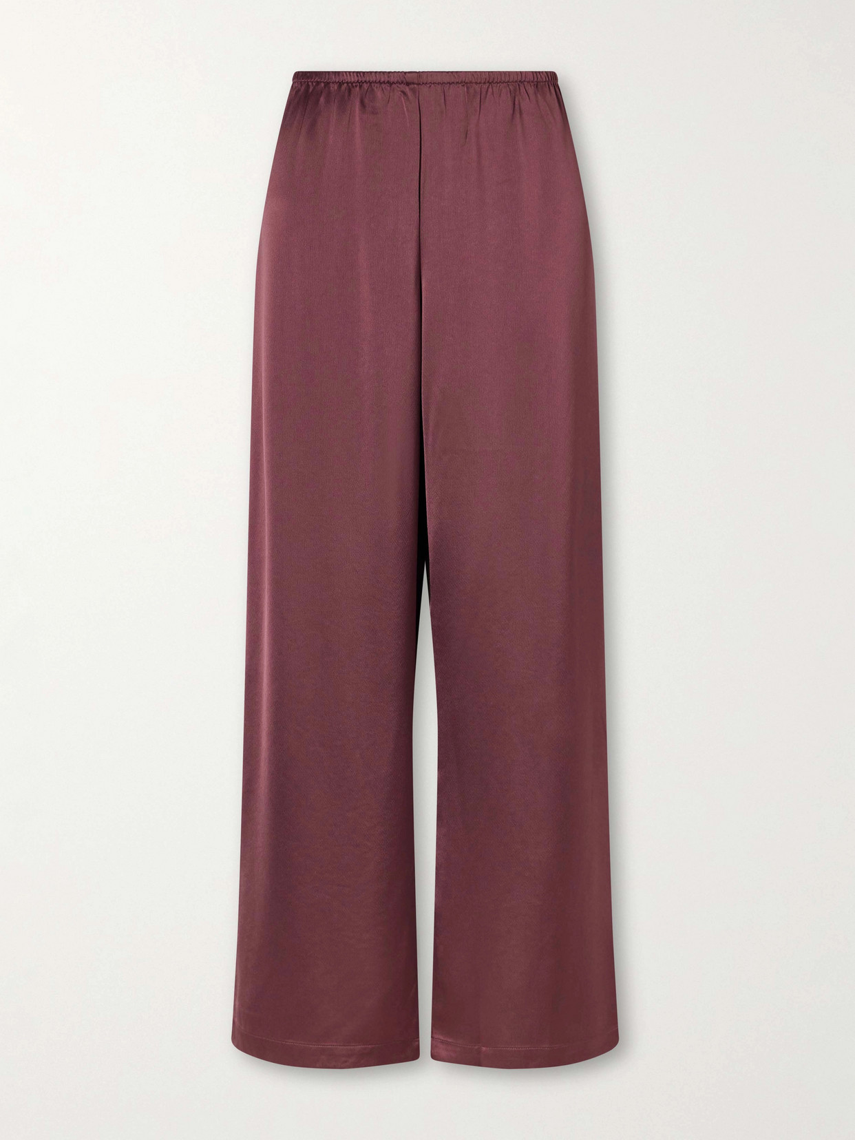 Leset Barb Satin Wide-leg Pants In Burgundy