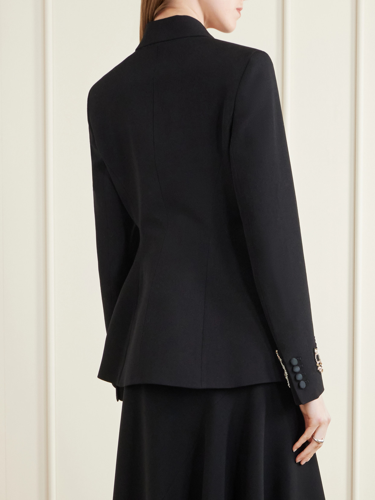 Embellished Grain De Poudre Wool Balzer