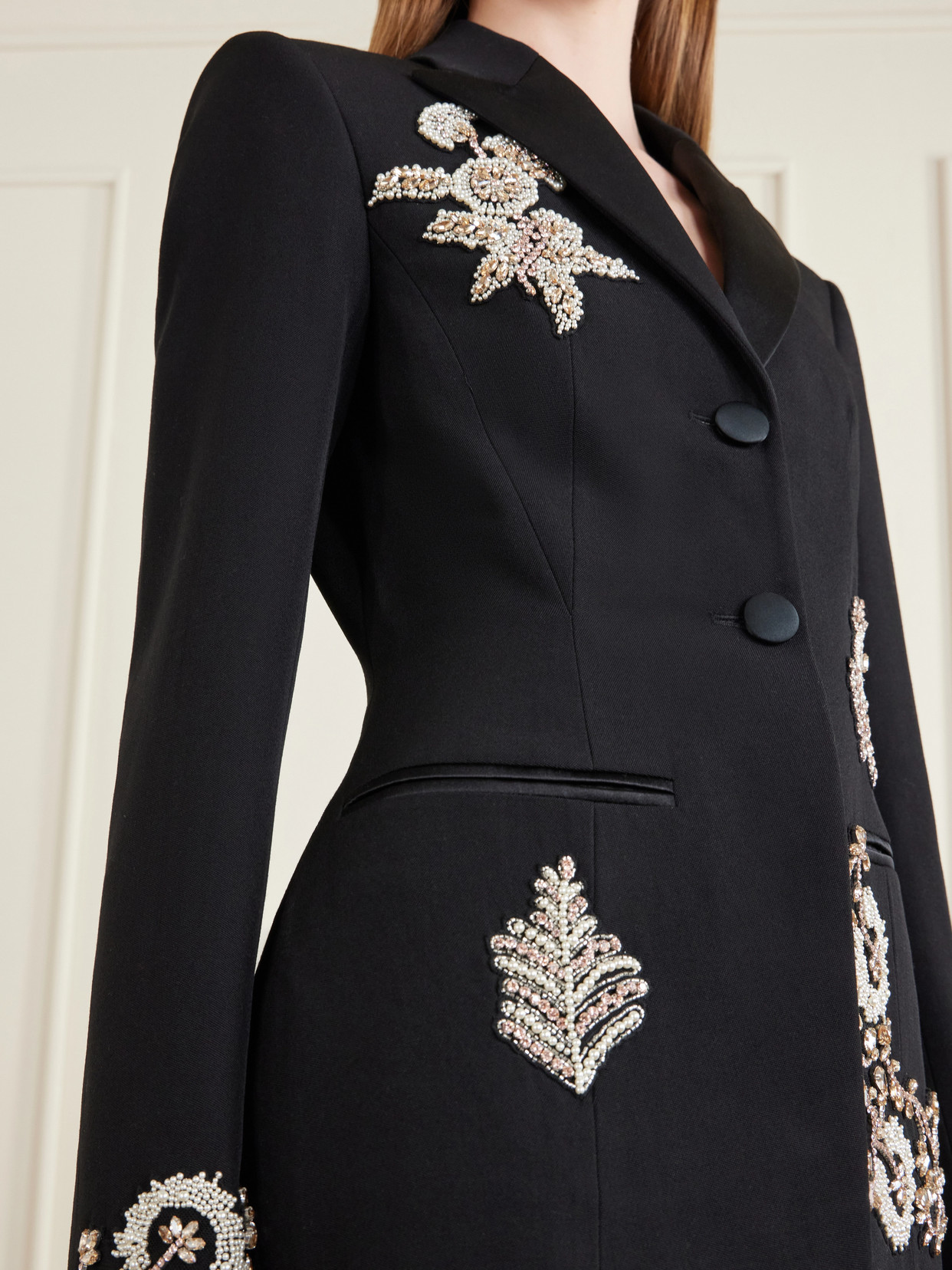 Embellished Grain De Poudre Wool Balzer