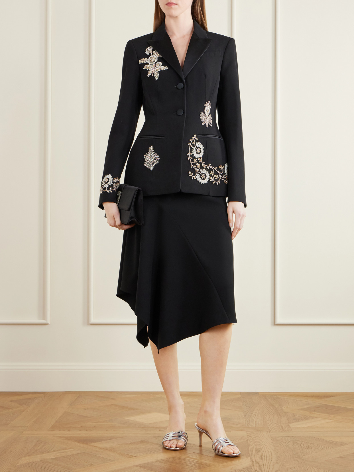 Embellished Grain De Poudre Wool Balzer