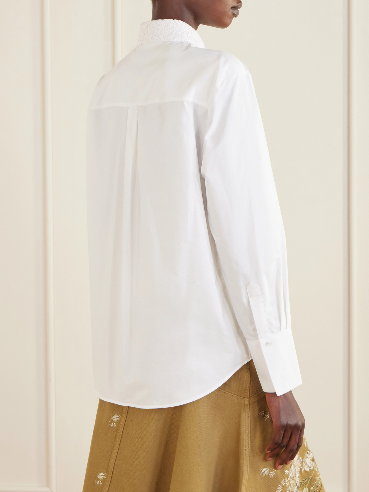 Lace-Trimmed Organic Cotton-Poplin Shirt