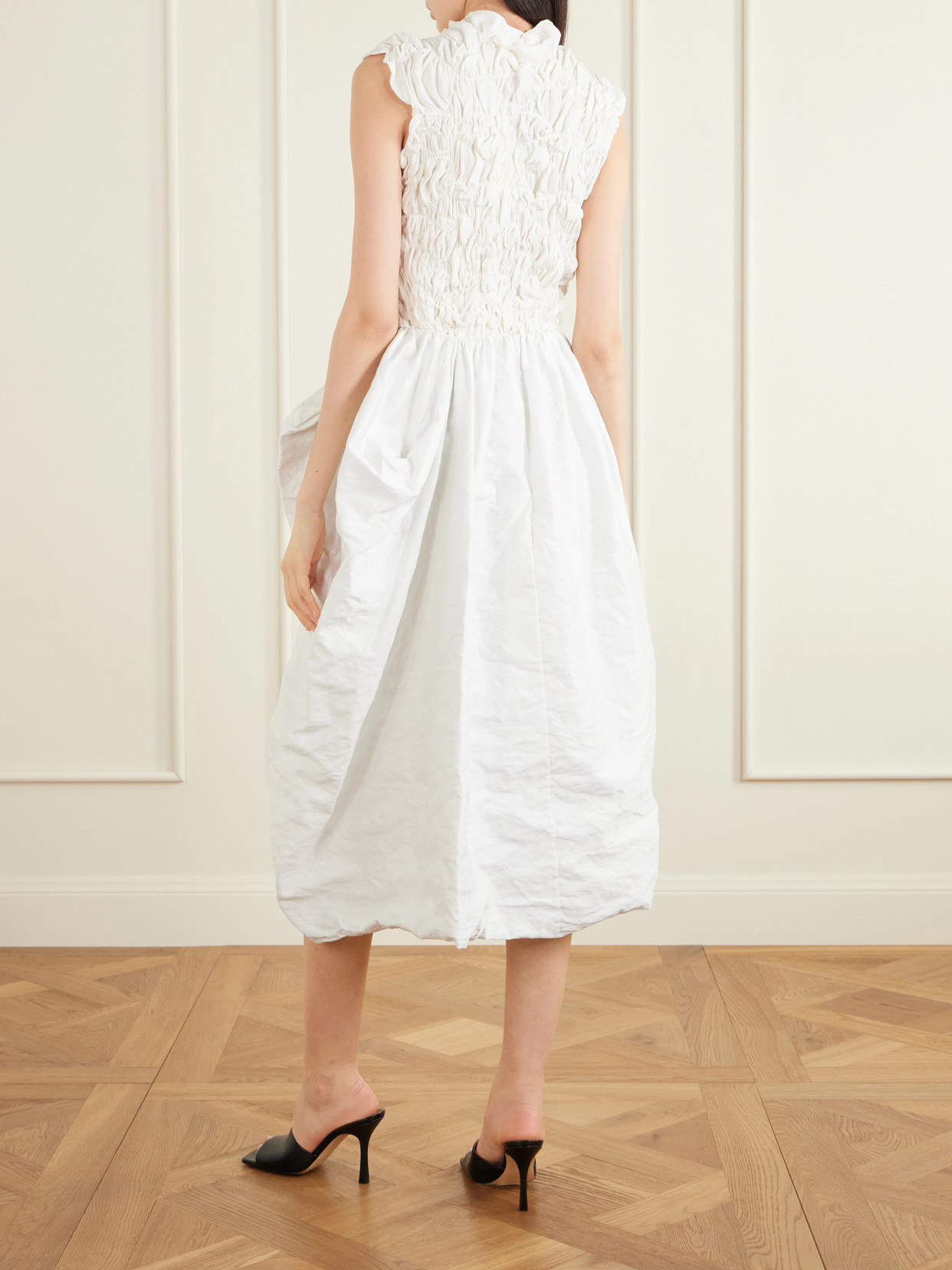 Draped Metallic Cotton-Blend Midi