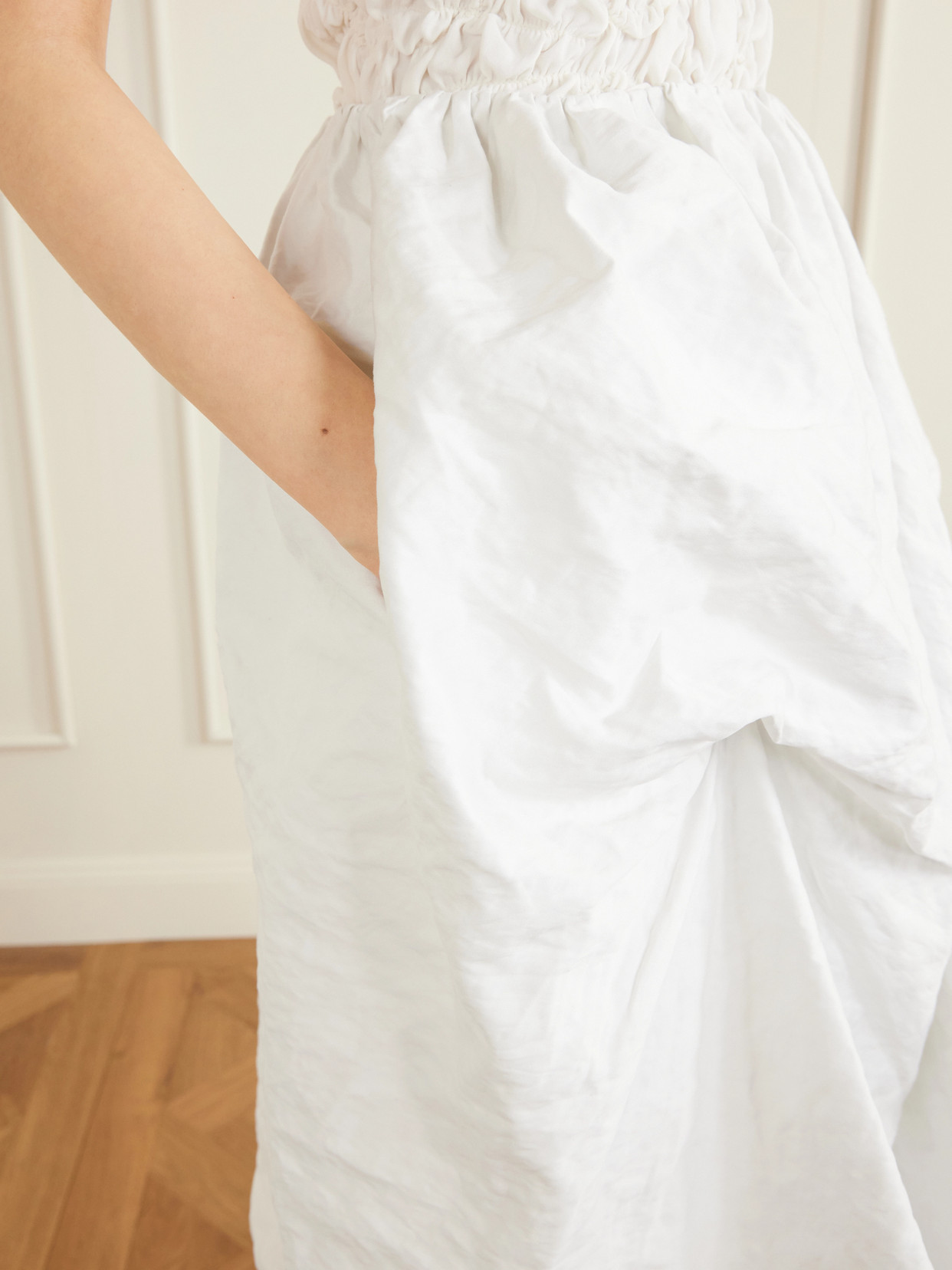 Draped Metallic Cotton-Blend Midi