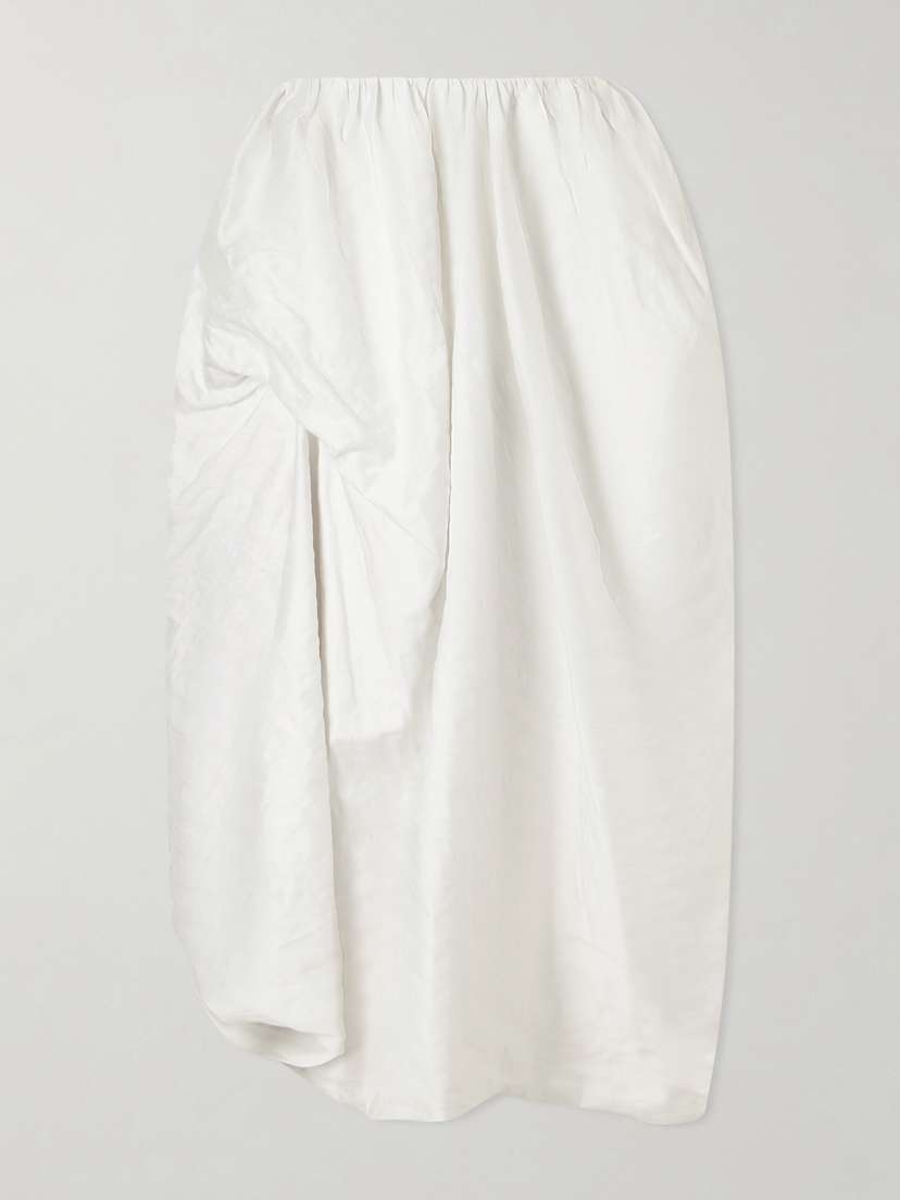 Erdem Draped Metallic Cotton-blend Midi Skirt
