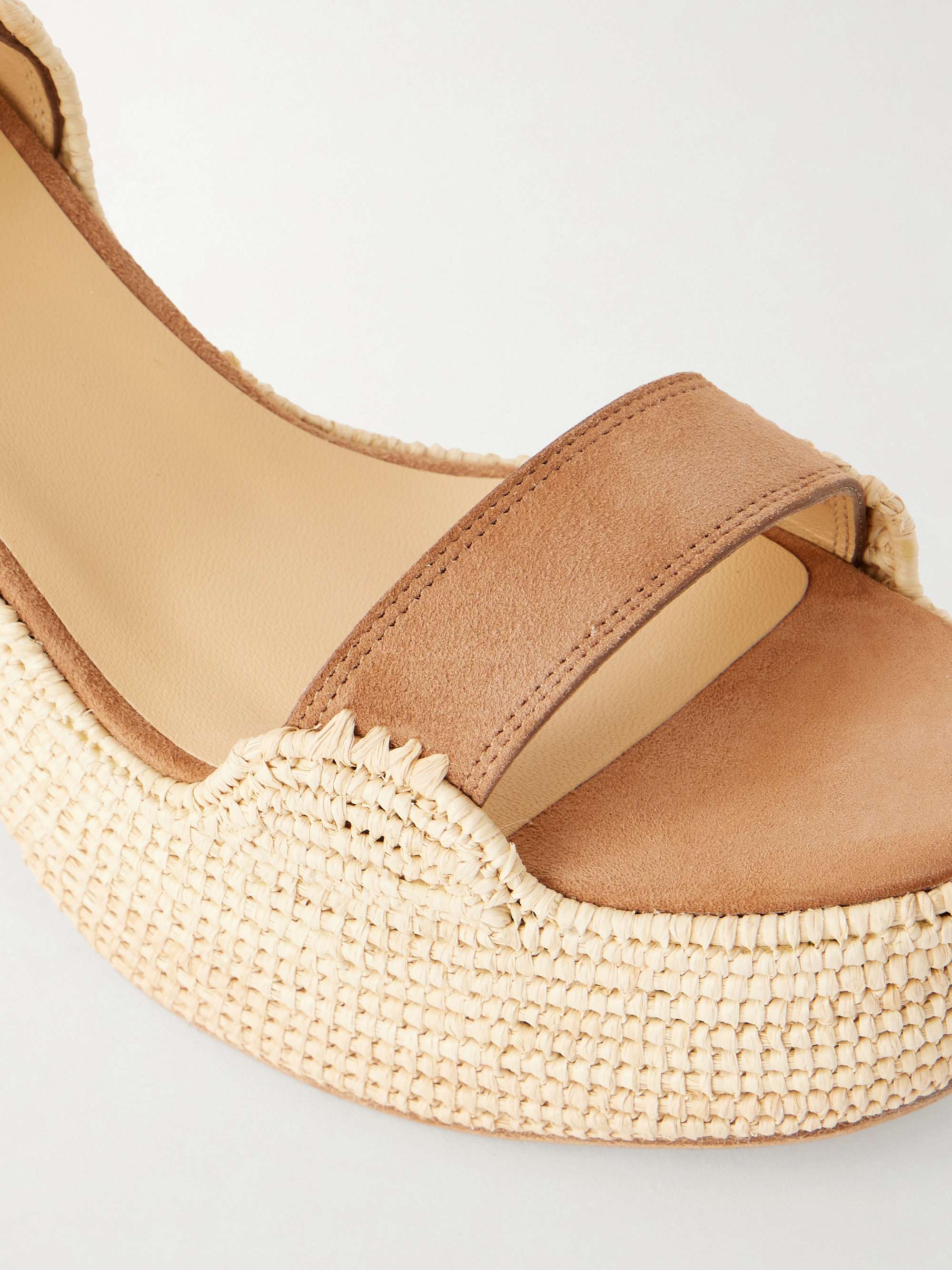 GABRIELA HEARST Sardis 100 raffia-trimmed suede sandals | NET-A-PORTER