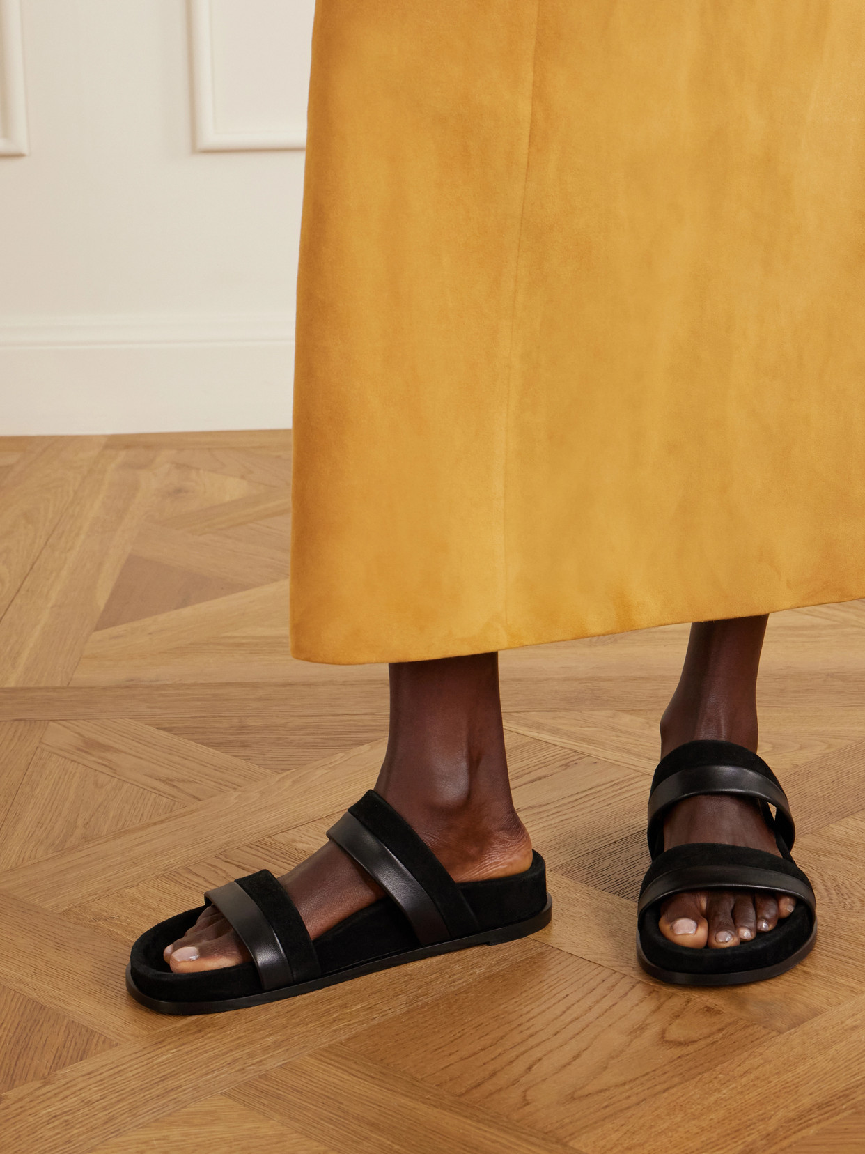 Low Striker Paneled Suede And Sandals