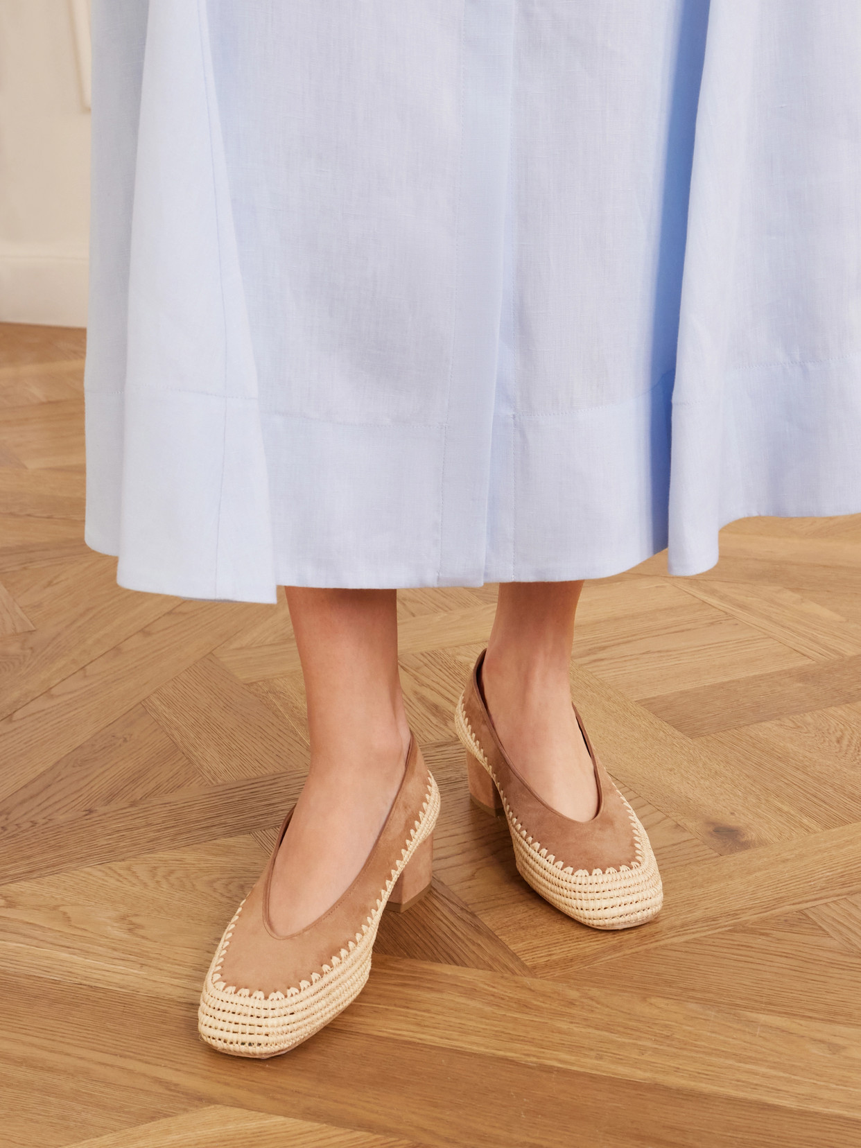 Strength 40 Suede-Trimmed Raffia Pumps