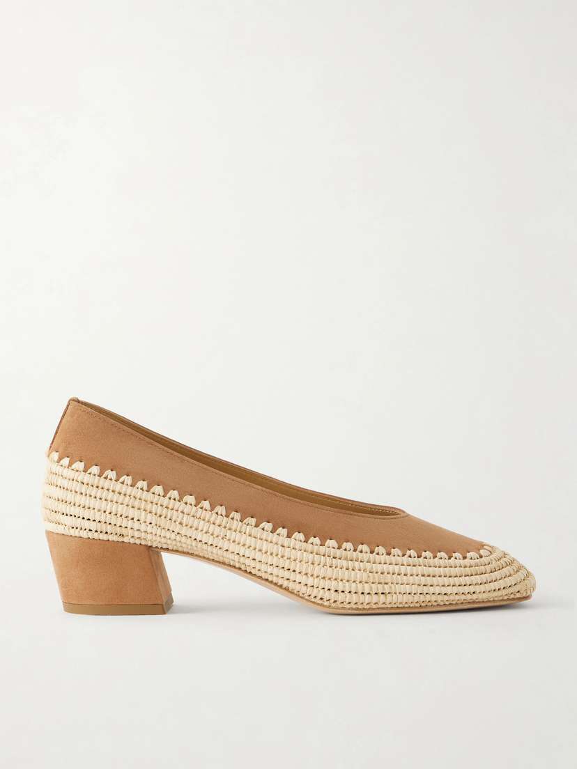 Gabriela Hearst Strength 40 Suede-trimmed Raffia Pumps