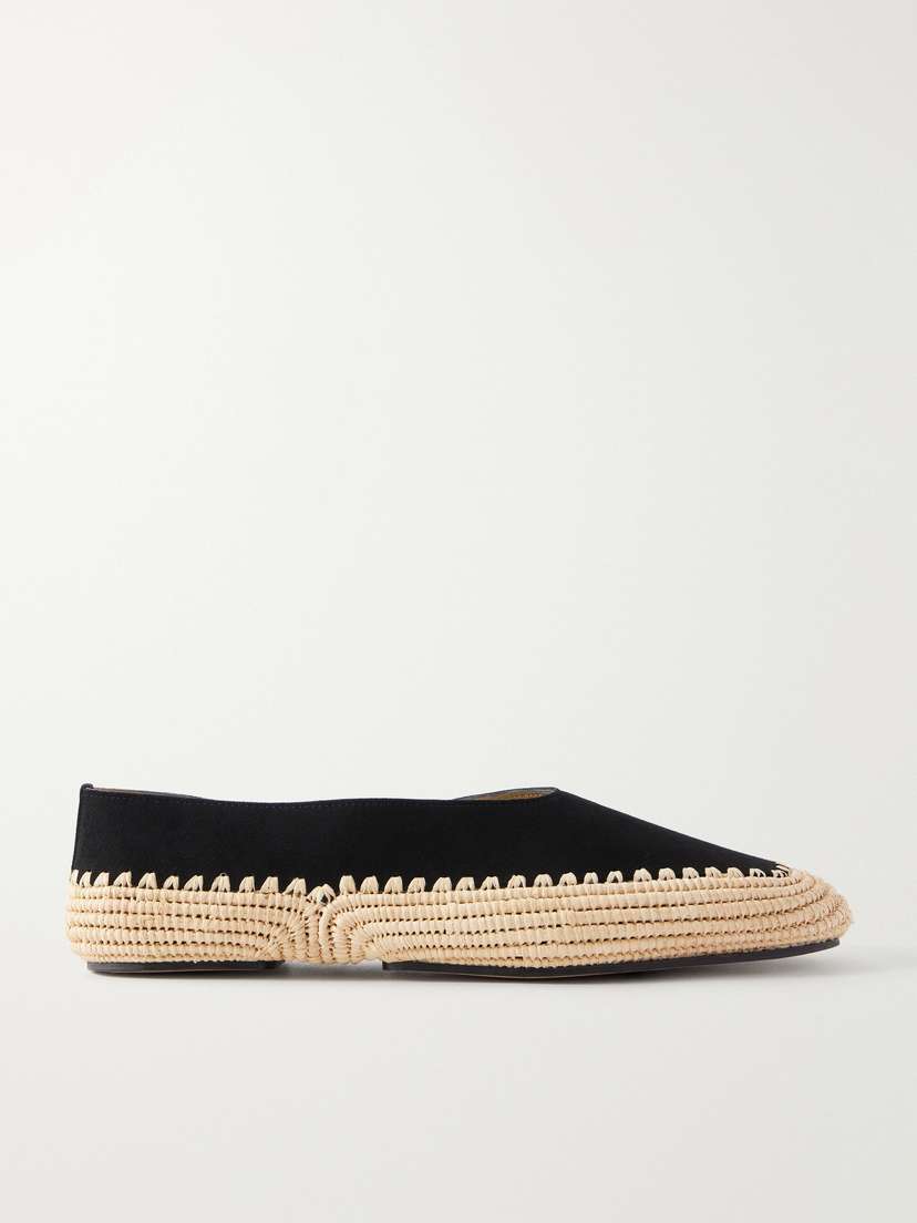 Gabriela Hearst Strength Suede And Raffia Flat