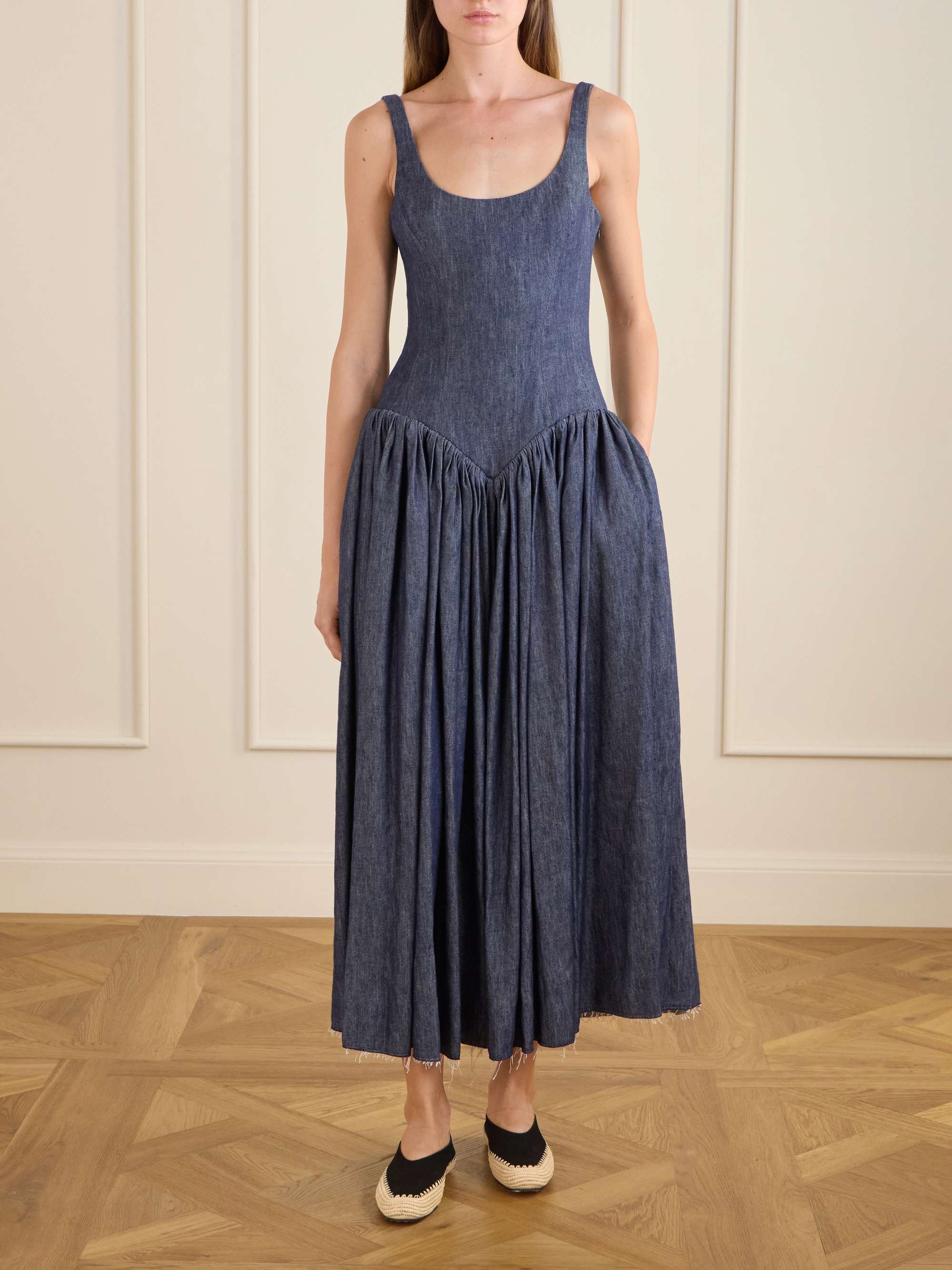 GABRIELA HEARST Strength Suede and Raffia Flat | NET-A-PORTER