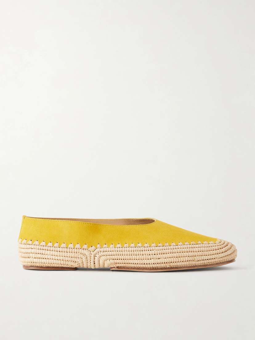 Gabriela Hearst Strength Suede And Raffia Ballet Flats