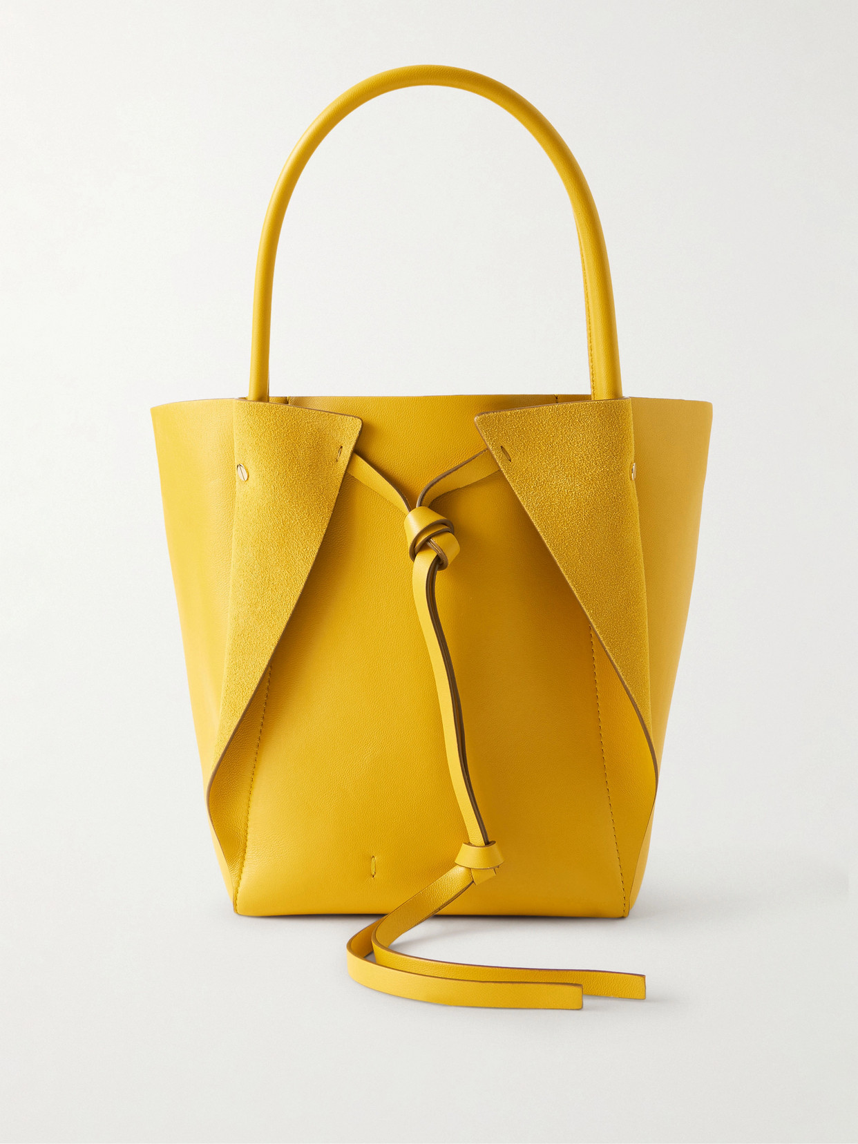 Gabriela Hearst Marija Small Suede And Leather Tote In Yellow