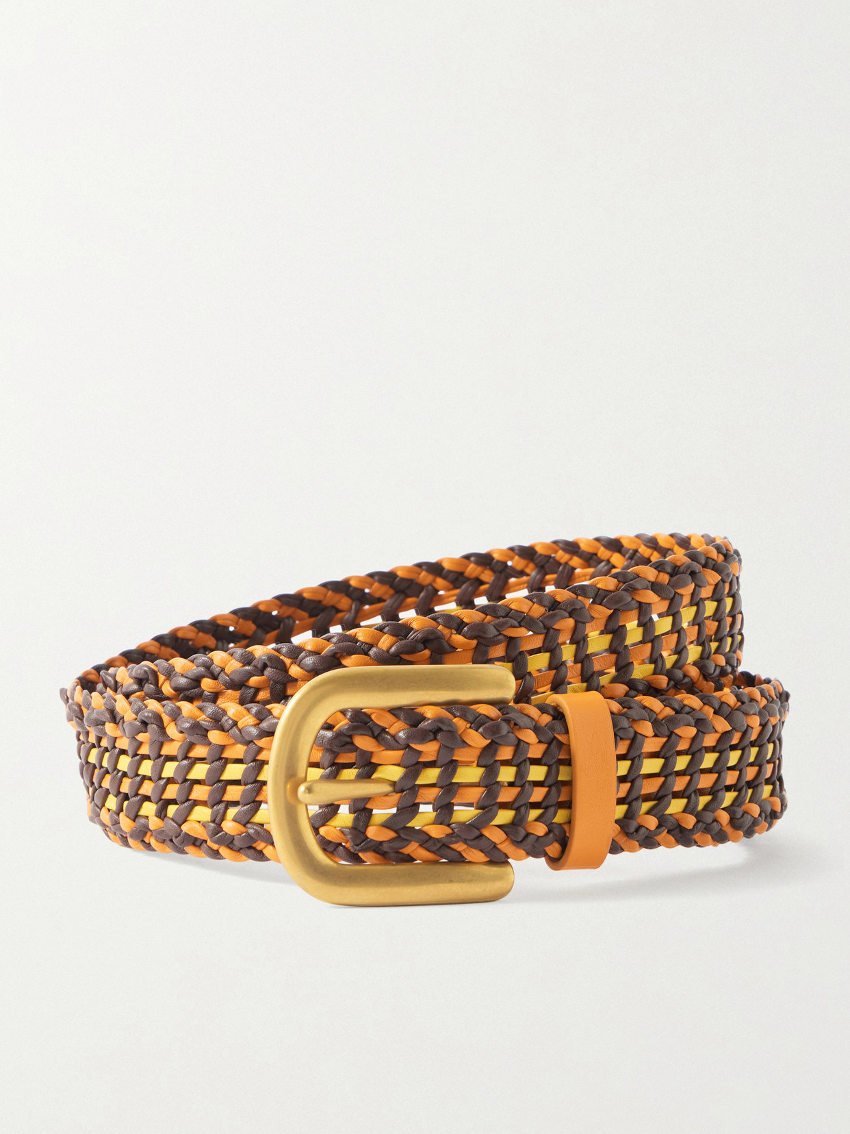 Gabriela Hearst Sam Woven Leather Waist Belt In Brown