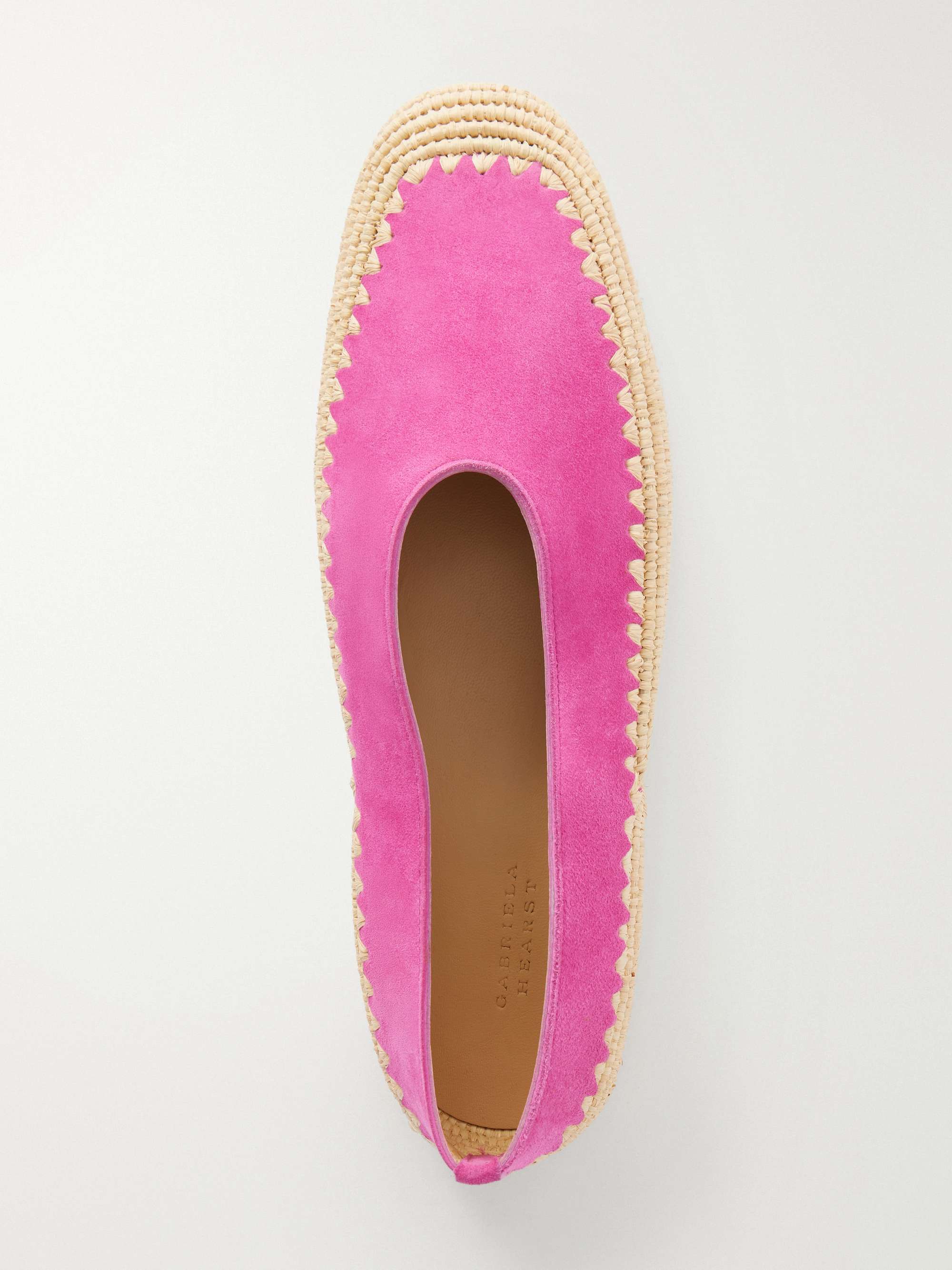 GABRIELA HEARST Suede and raffia ballet flats | NET-A-PORTER