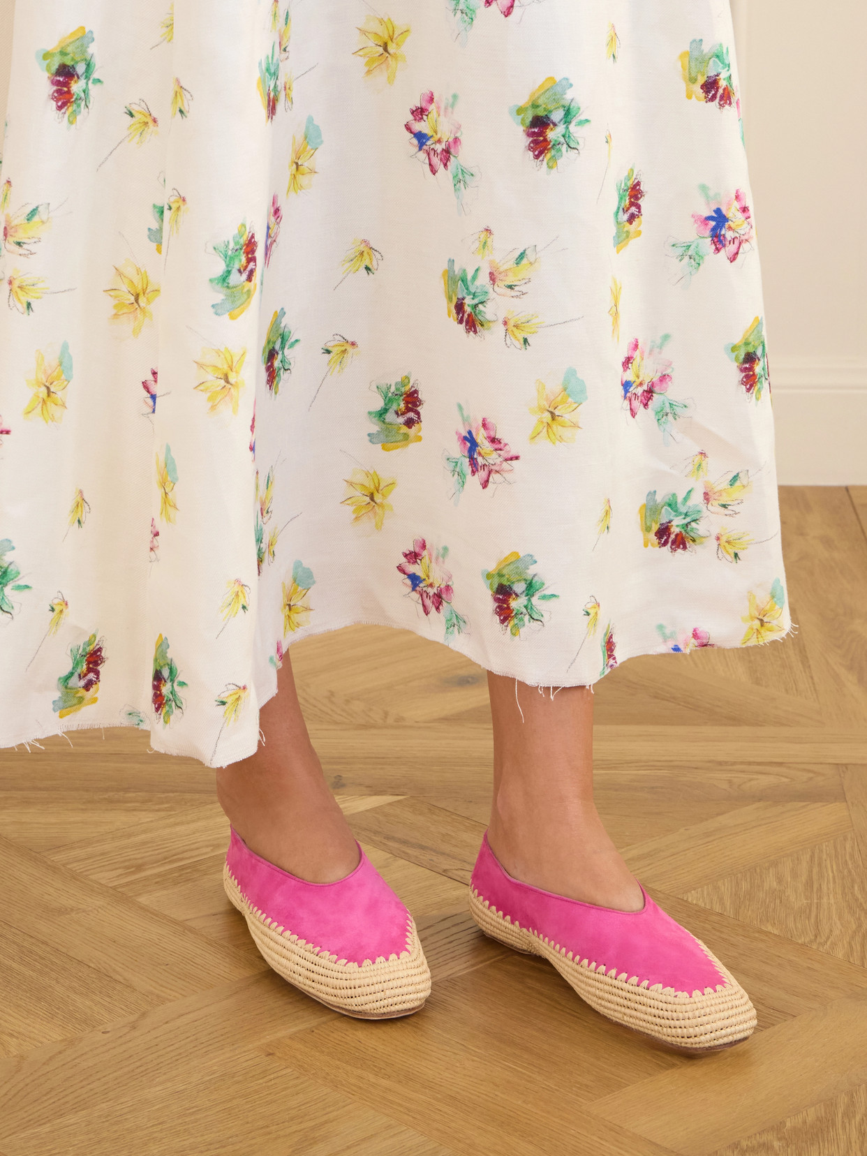 And Raffia Ballet Flats