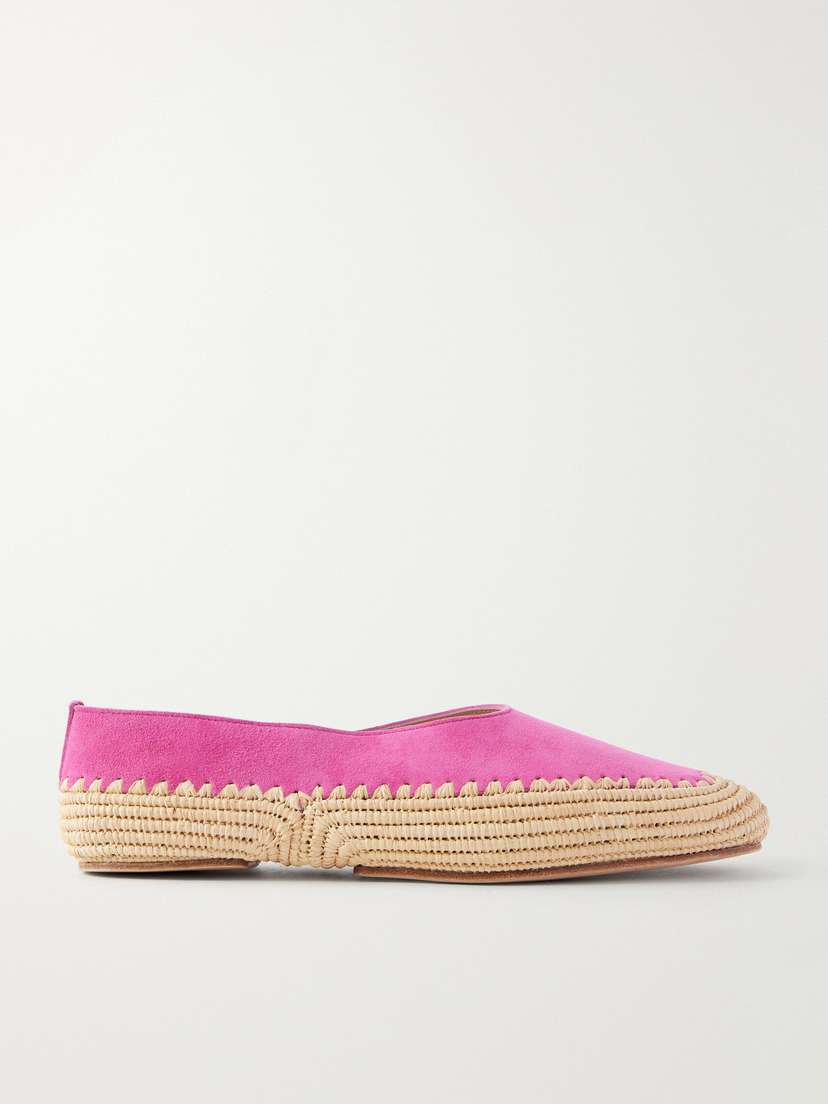 Gabriela Hearst Suede And Raffia Ballet Flats