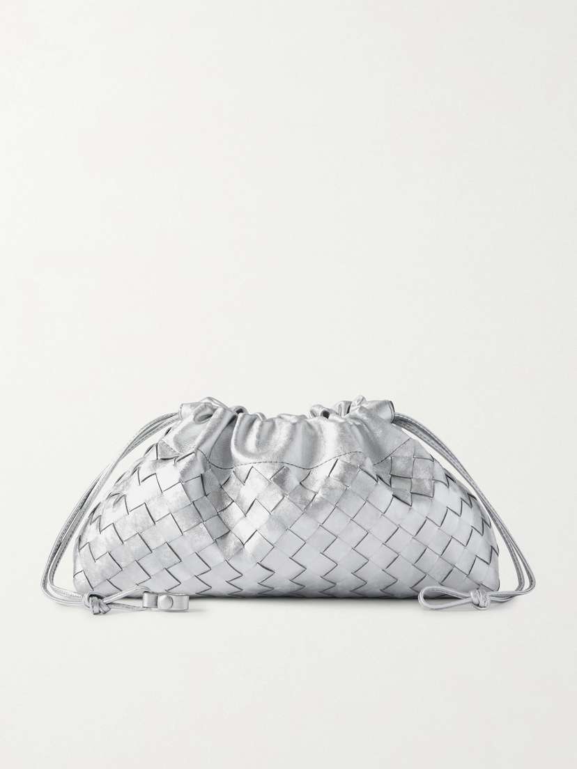 Bottega Veneta Pouch Intrecciato Metallic Leather Pouch