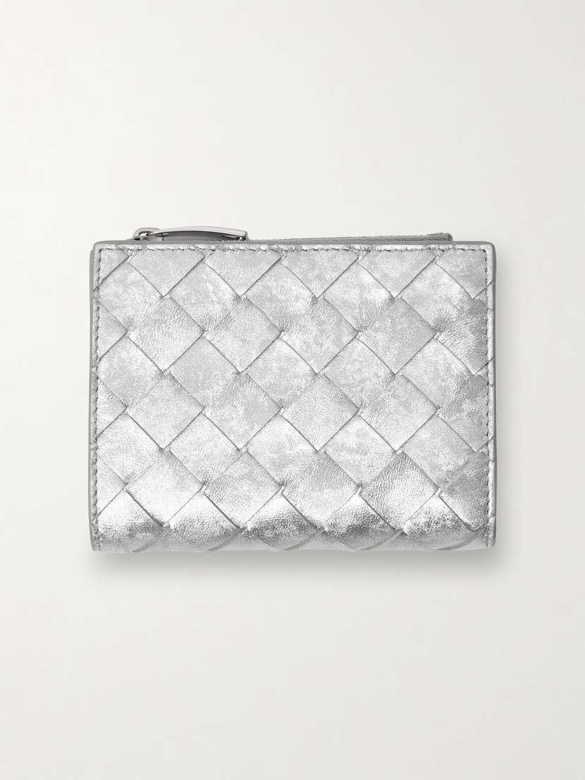 Bottega Veneta Metallic Intrecciato Leather Wallet
