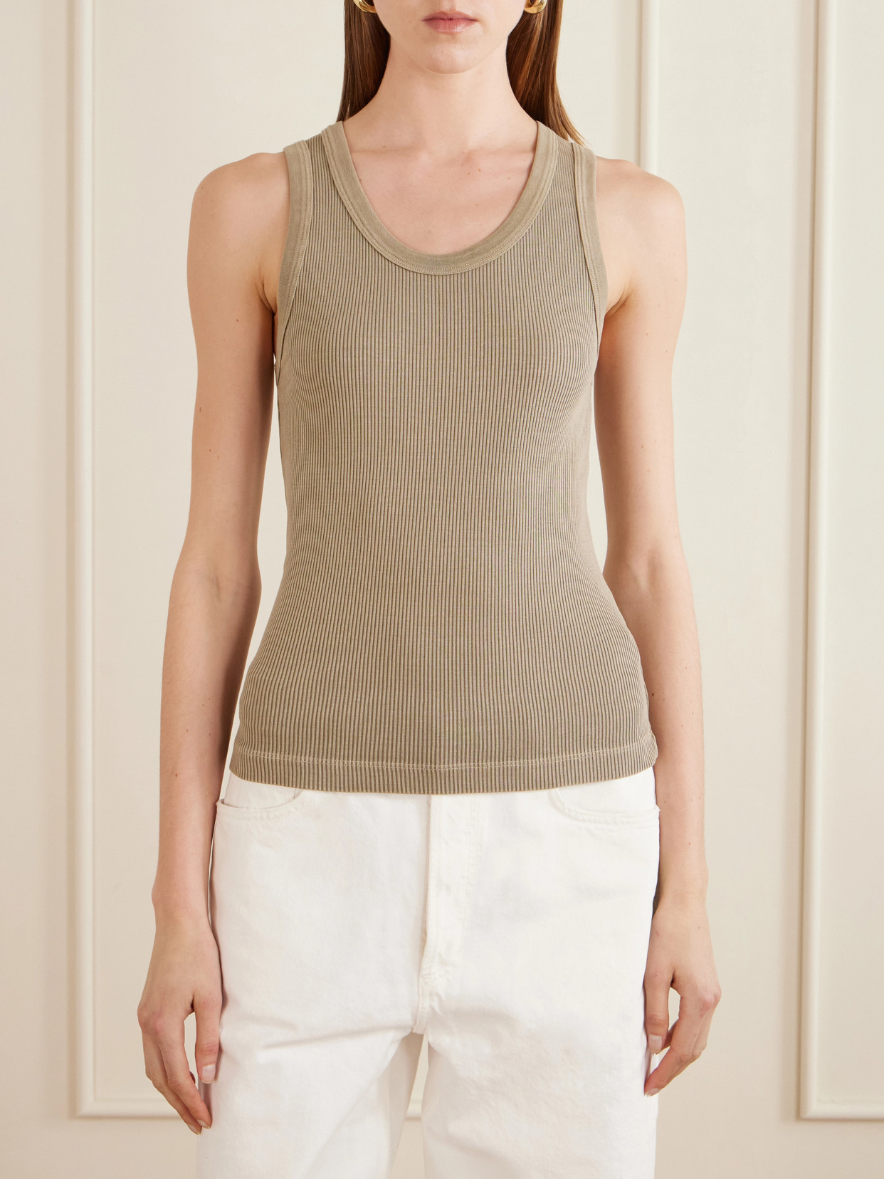 Poppy Ribbed Stretch Organic Cotton And Tencel Lyocell-Blend Jersey Tank