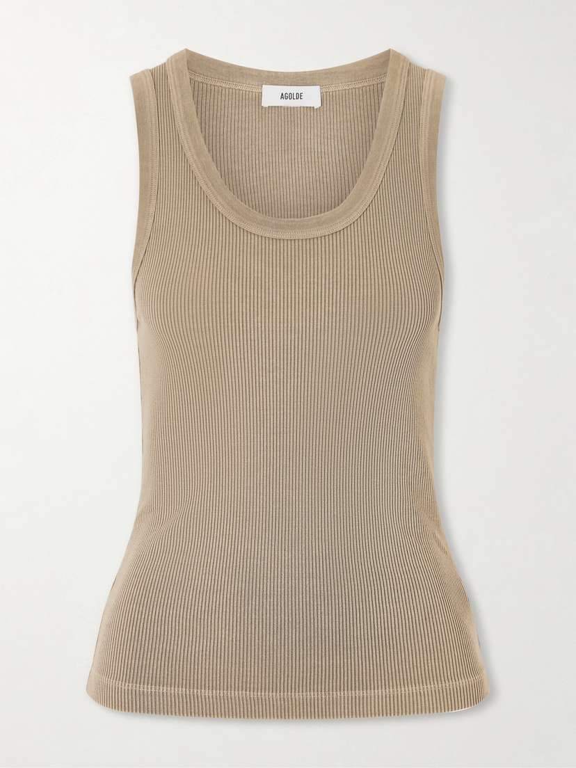 AGOLDE Poppy Ribbed Stretch Organic Cotton And Tencel™-blend Jersey Tank