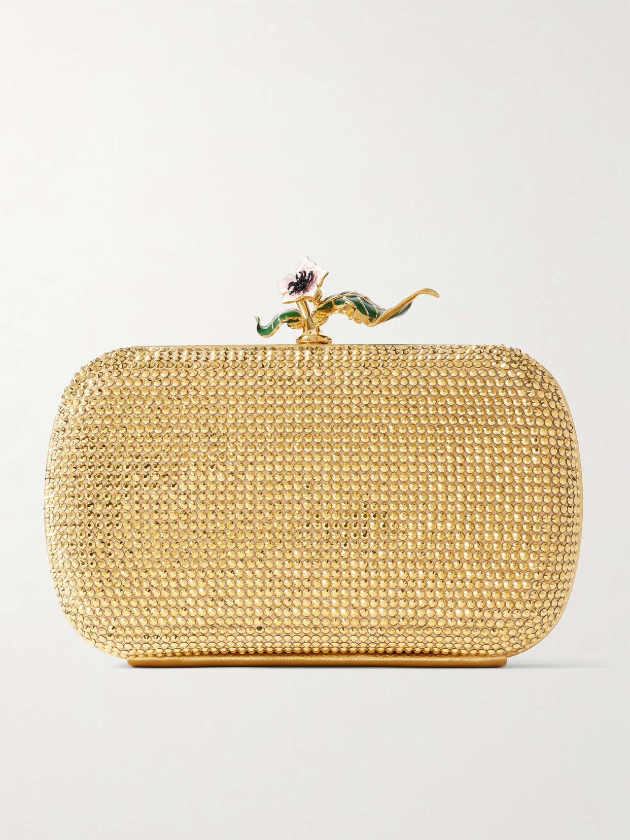 Bottega Veneta Knot Embellished Metallic Leather Clutch In Gold