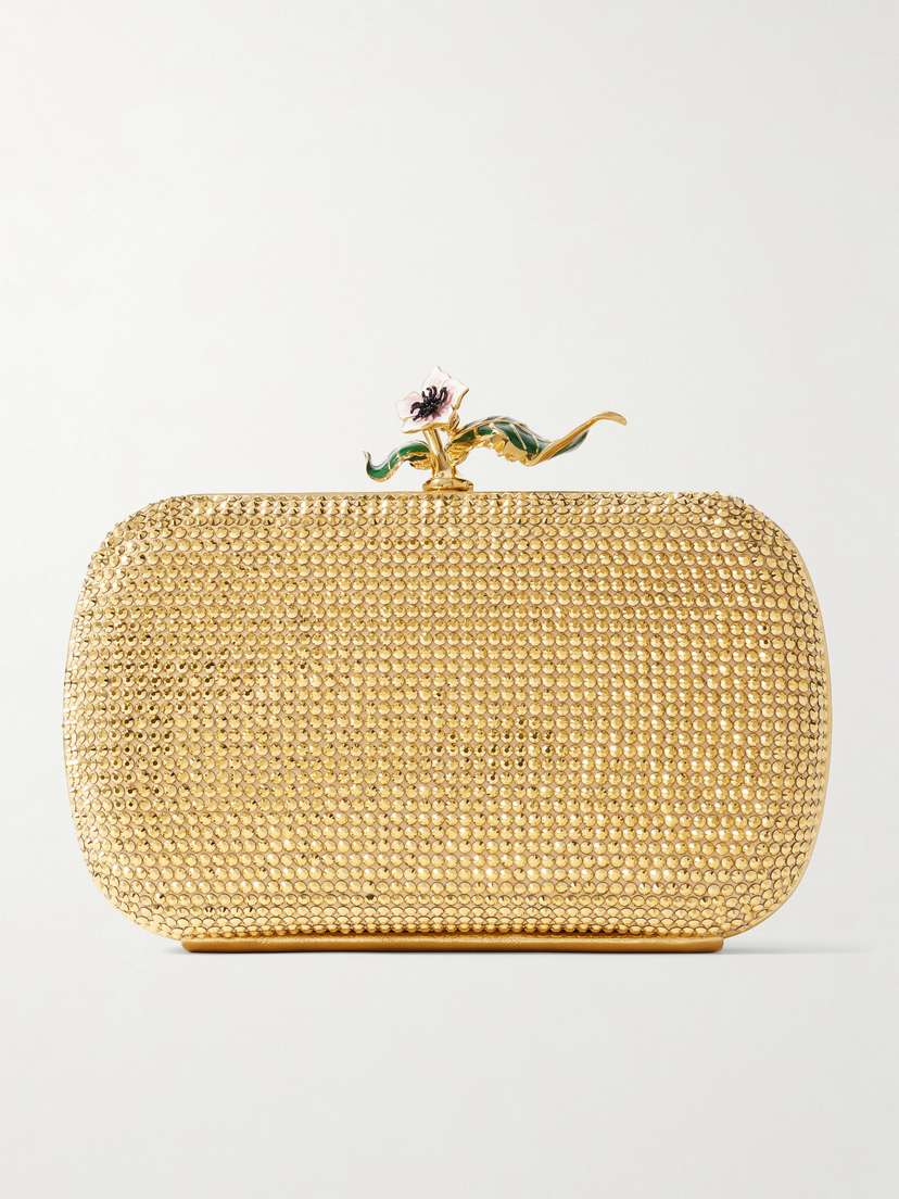 Bottega Veneta Knot Embellished Metallic Leather Clutch