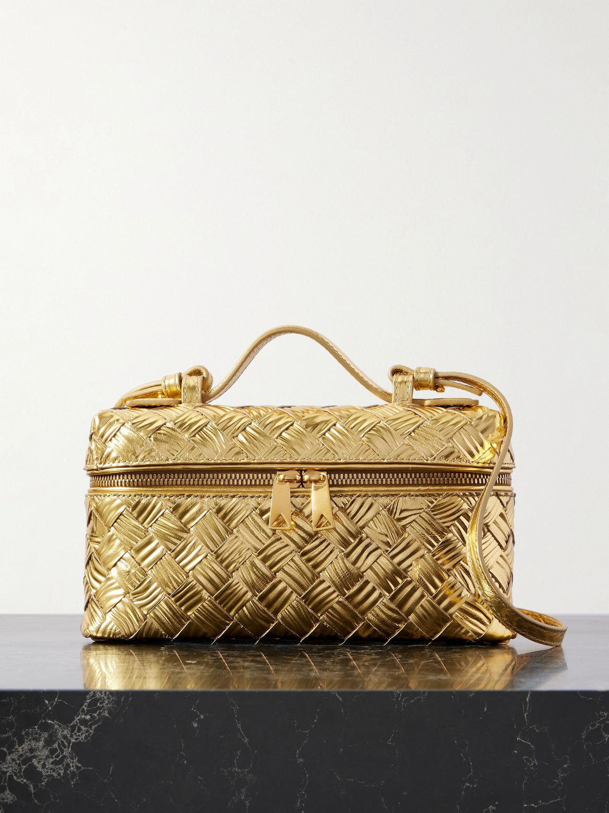 Bang Bang Intrecciato metallic leather tote