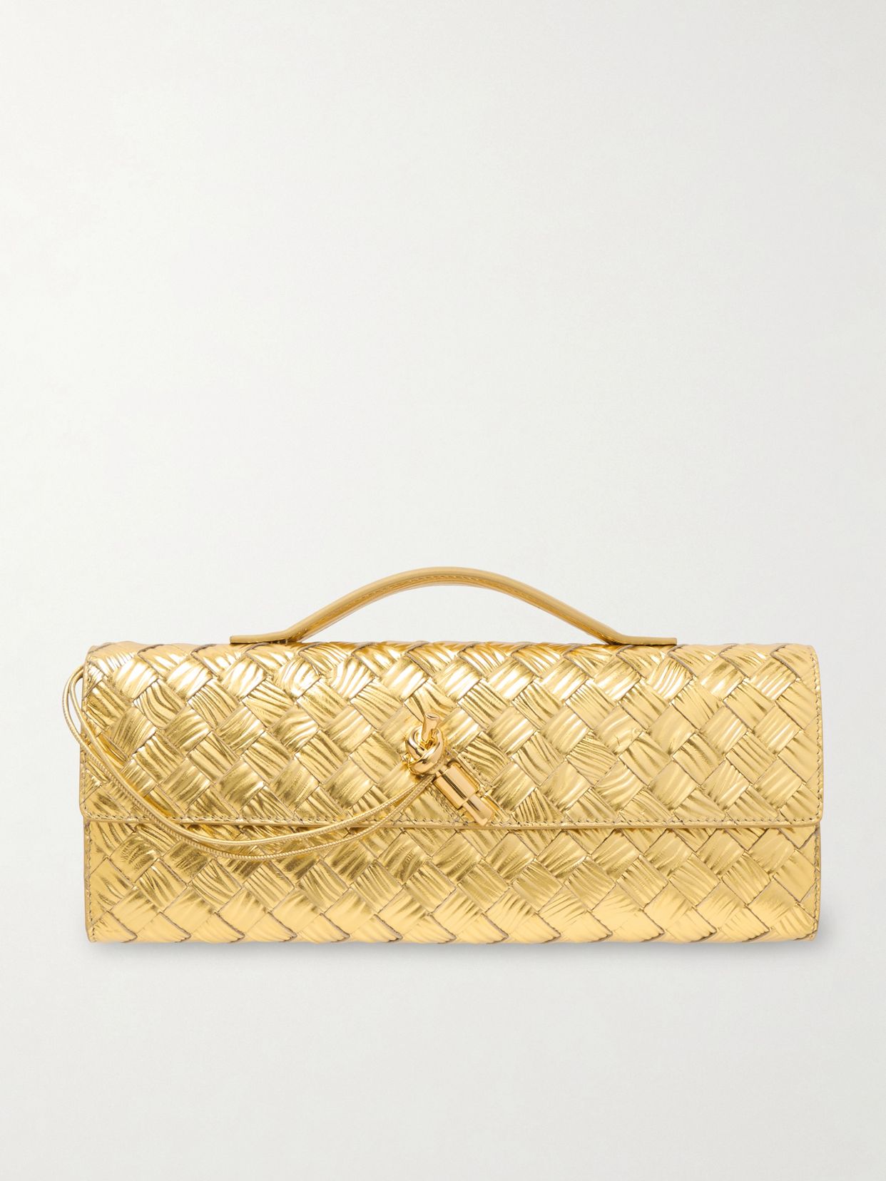 Long Andiamo intrecciato metallic leather clutch