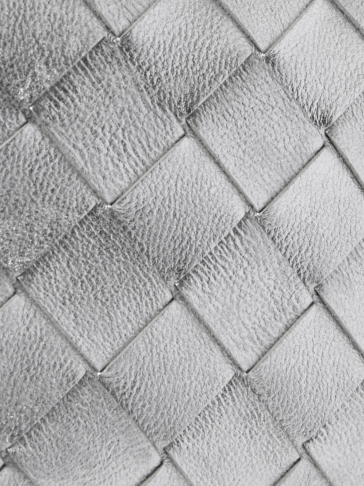 Bottega Veneta Intrecciato Leather Pouch In Silver
